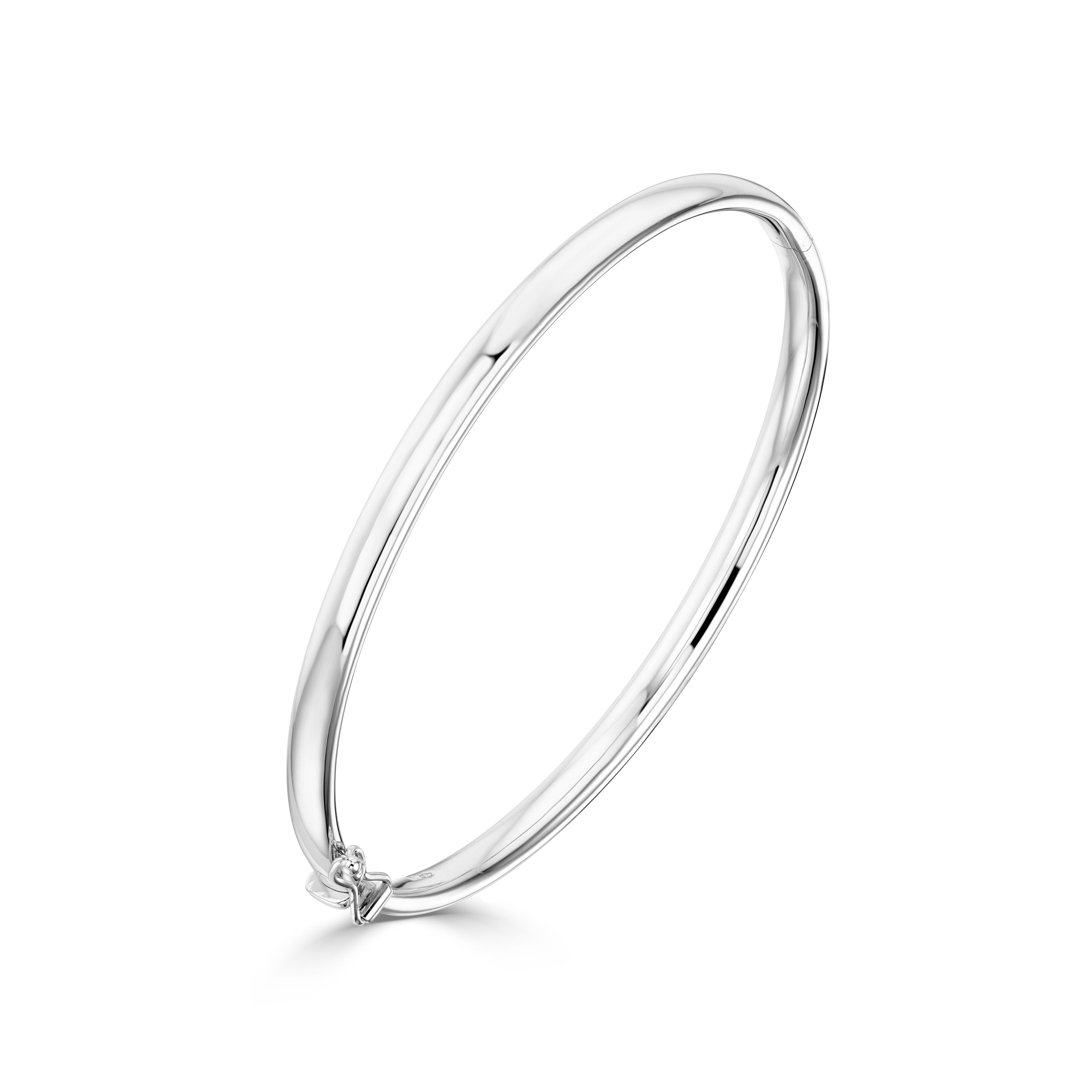 9ct White Gold Oval Solid Bangle