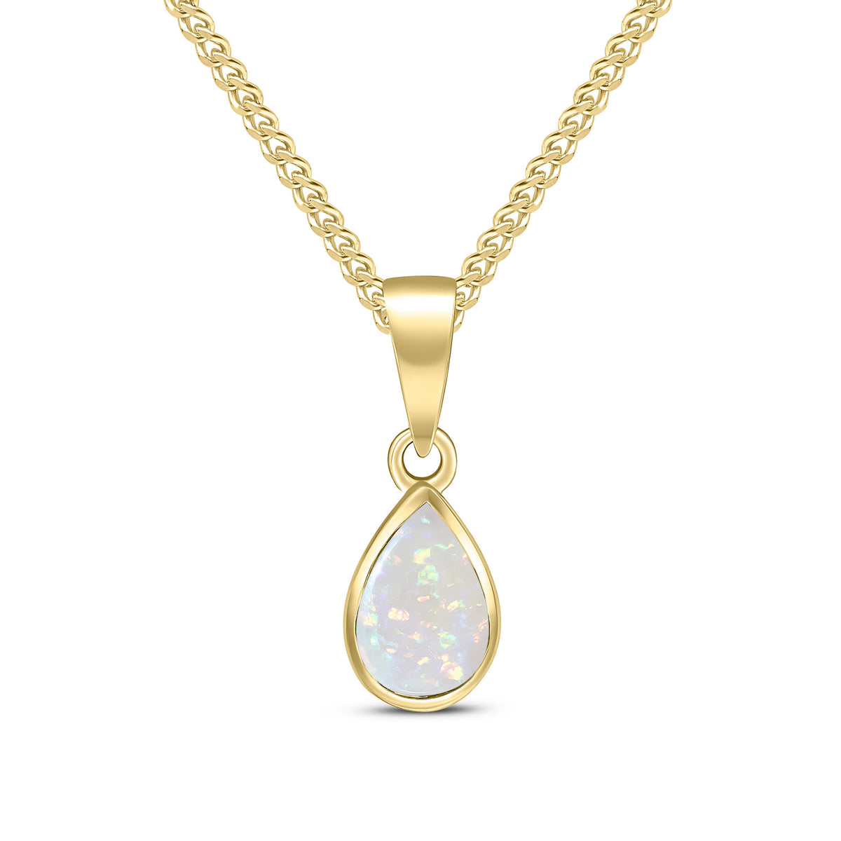 9ct Yellow Gold 7x5 Pear Shape Opal Rubover Pendant