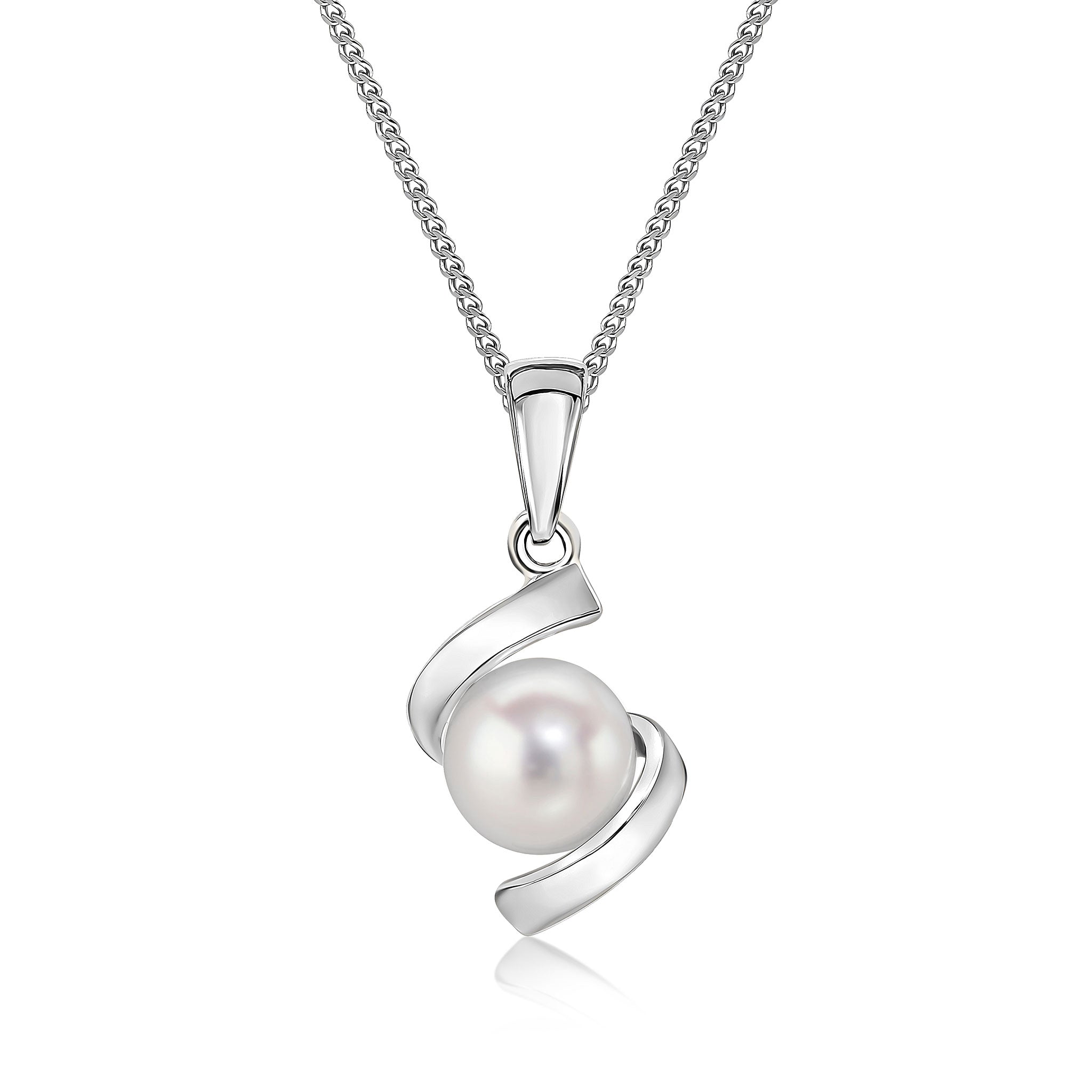 9CT WG CULTURED FRESHWATER PEARL TWIST PENDANT WITH PLAIN LOOP TOP