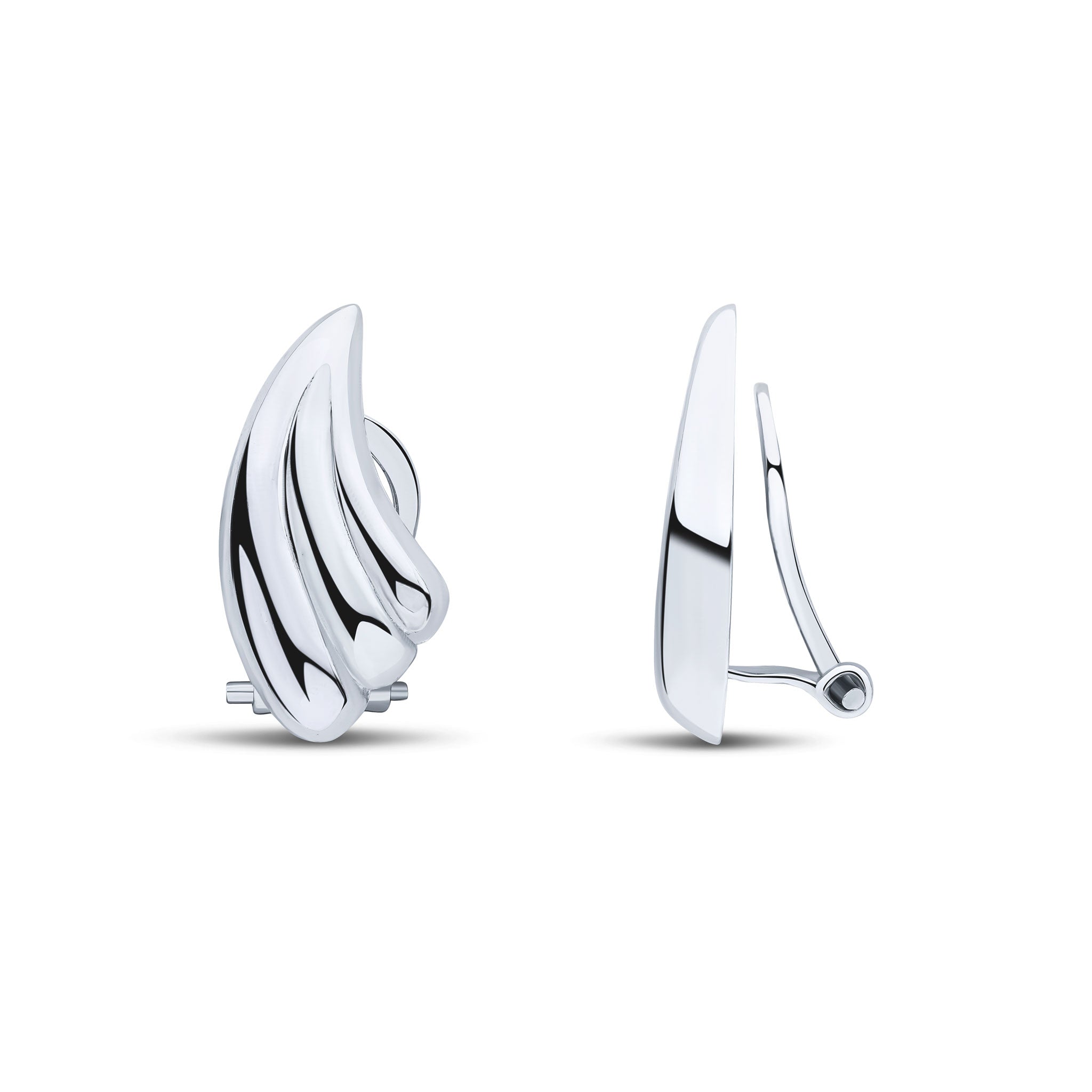 9ct white gold.Fluted Flared E'Clips