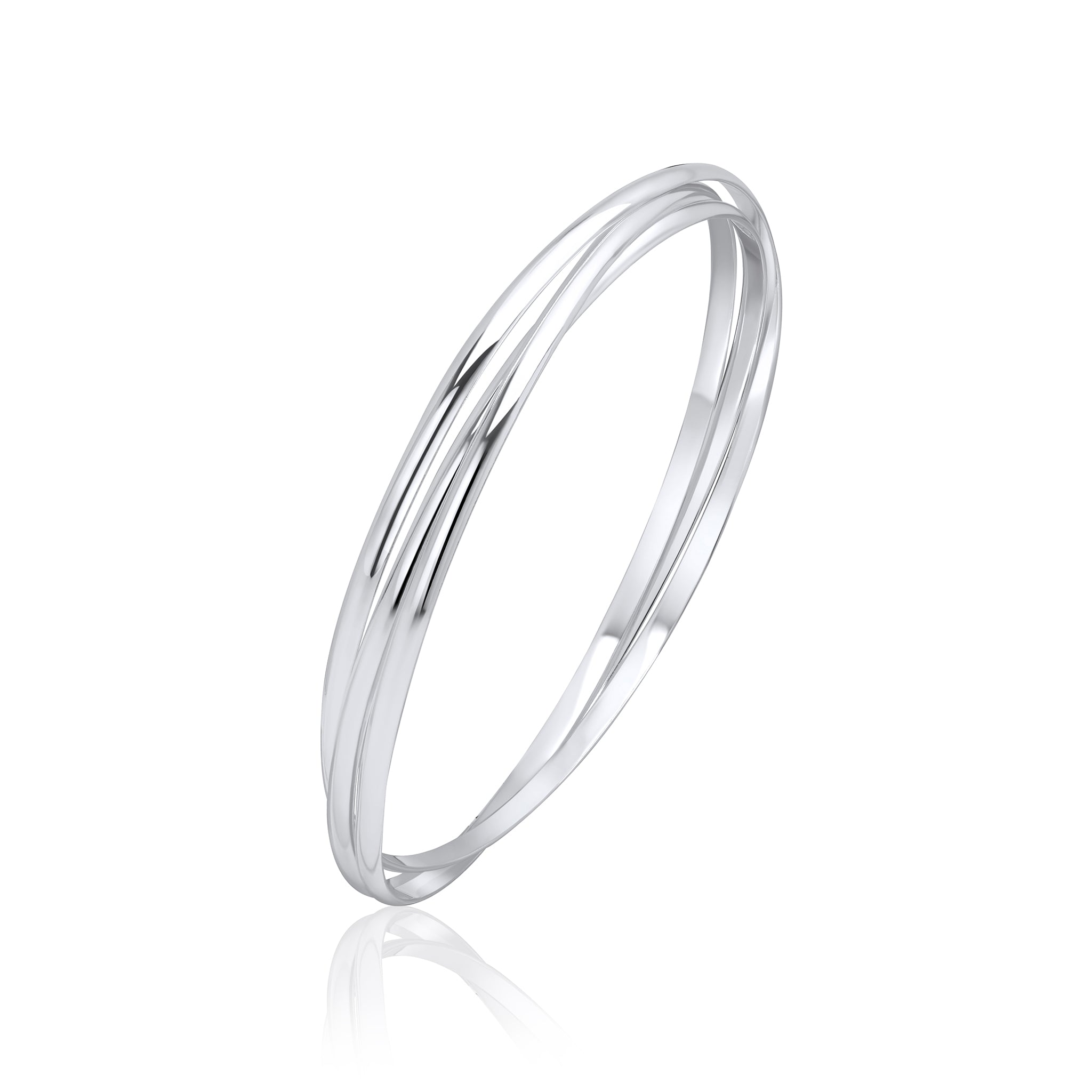 925 Sterling Silver Solid Court Russian Design Bangle, 2.5mm