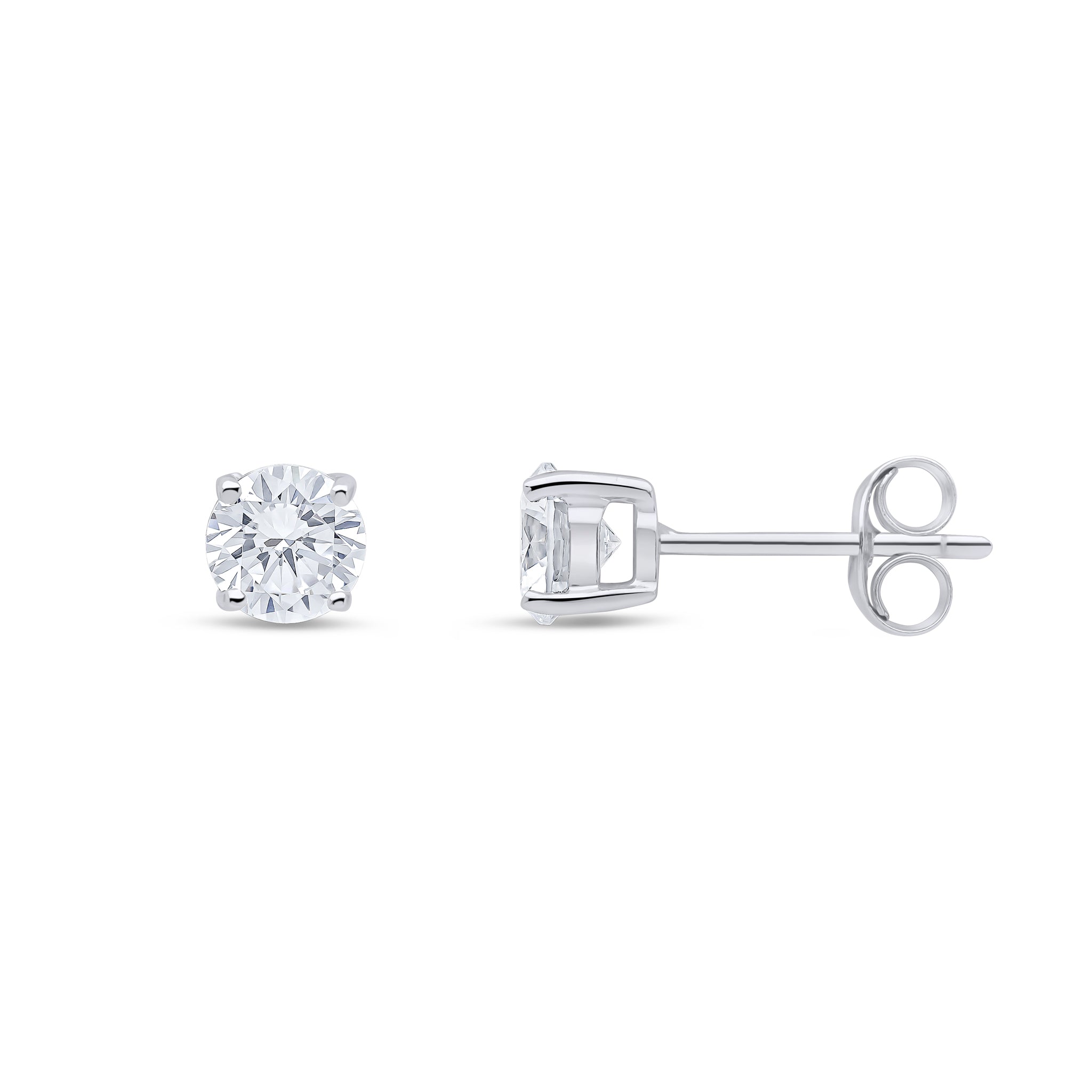 9ct White Gold 5mm Round CZ Claw Set Stud Earrings