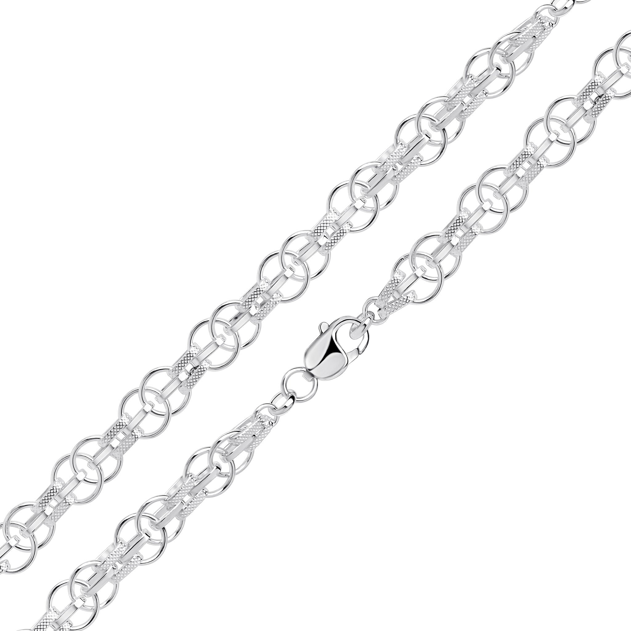 Silver Polished and Textured Multi Link Bracelet 7.5"