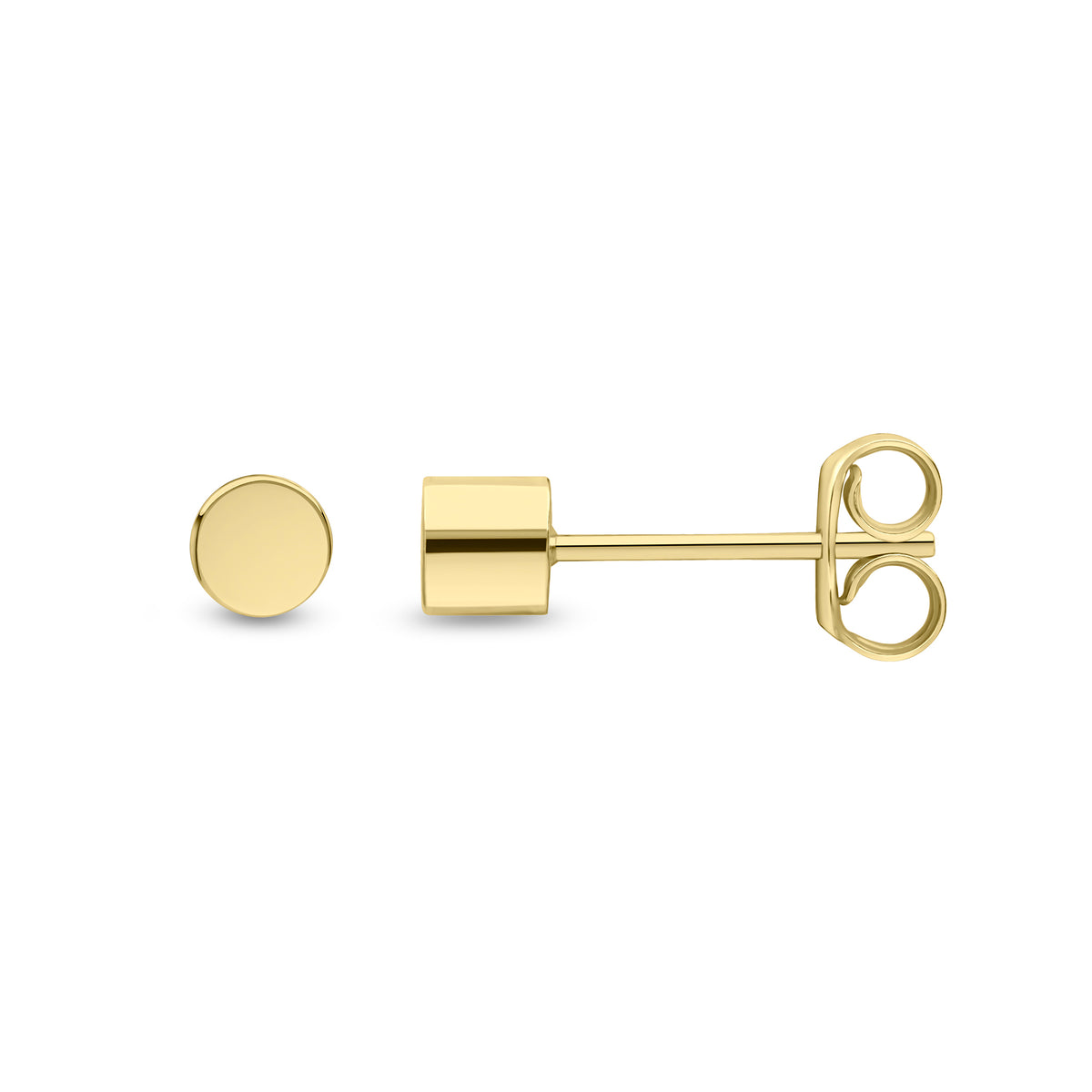 9ct Yellow Gold Polished 4mm Cylinder Shape Stud Earrings