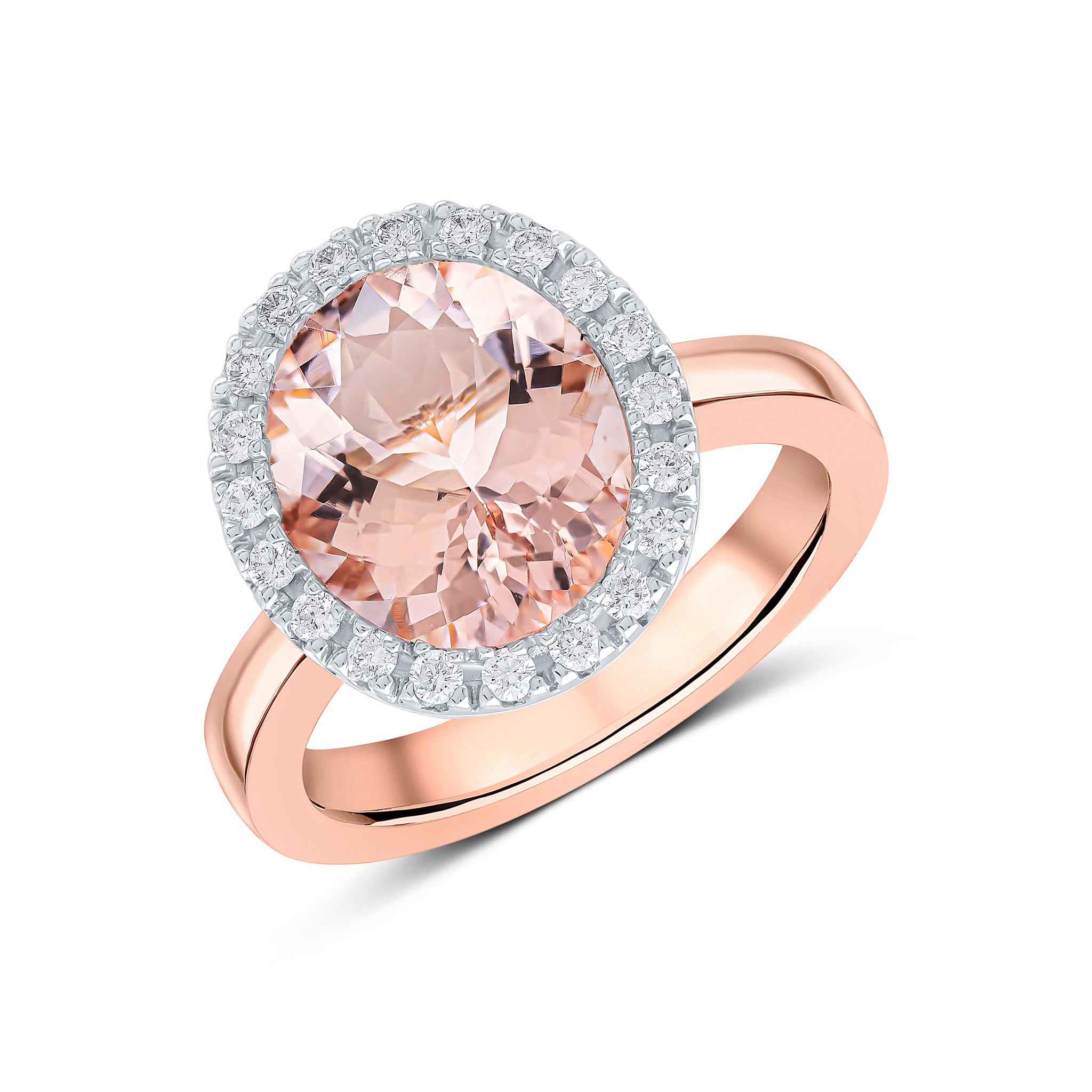 9ct Rose Gold Oval Morg & Diamond Clus