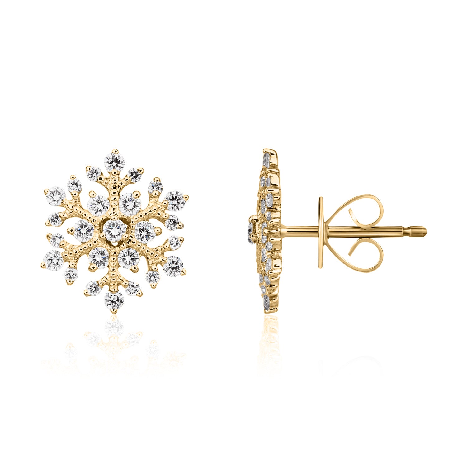 18yg Diamond Snowflake Studs