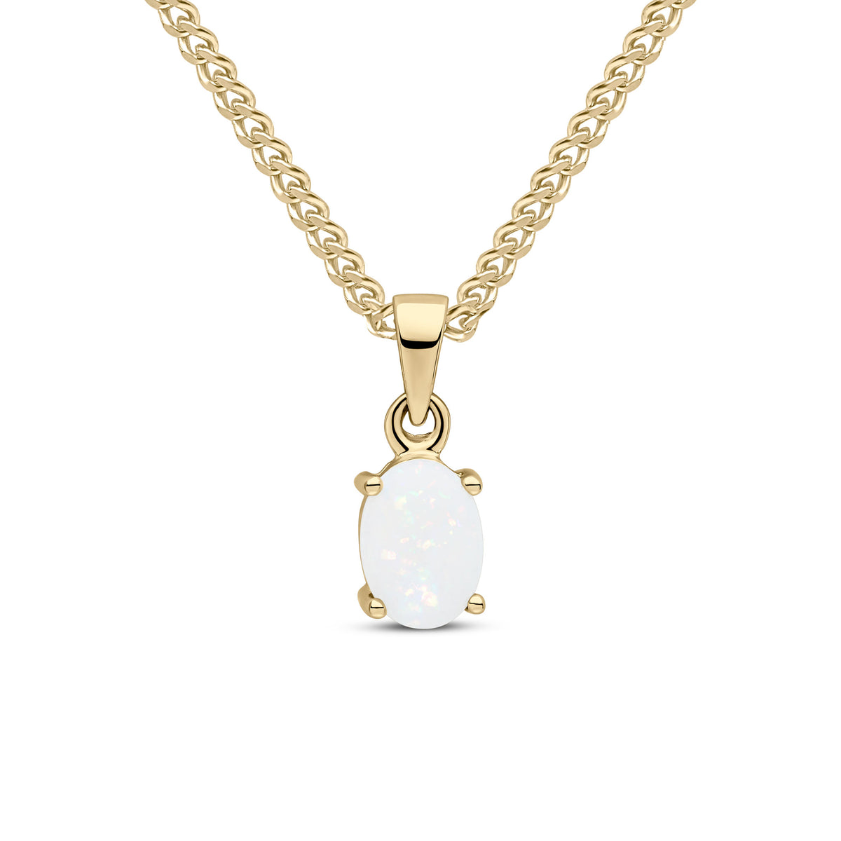 9ct Yellow Gold 7x5mm Oval Opal Claw Set Pendant