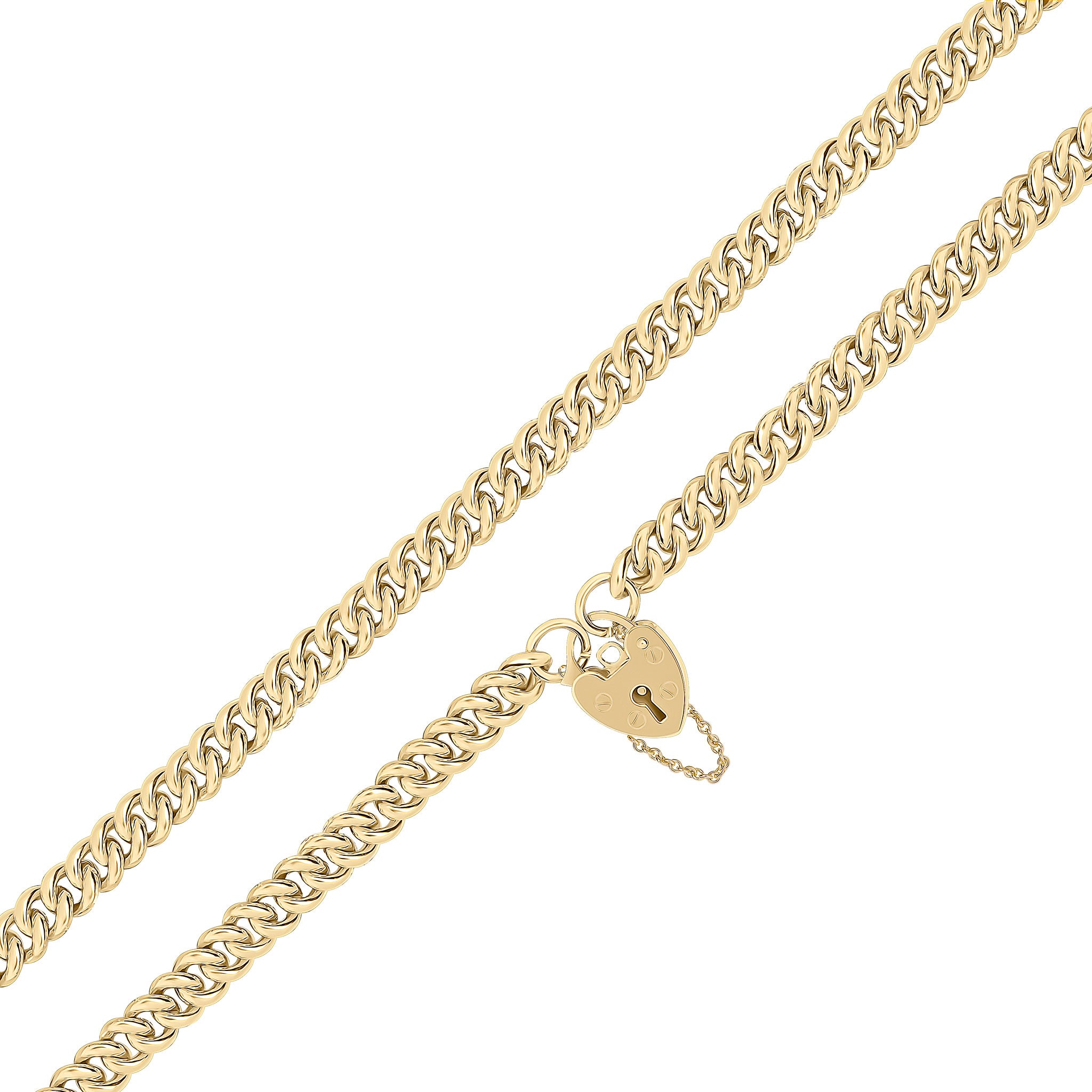 9ct Yellow Gold 6.5mm Curb Padlock 7.5