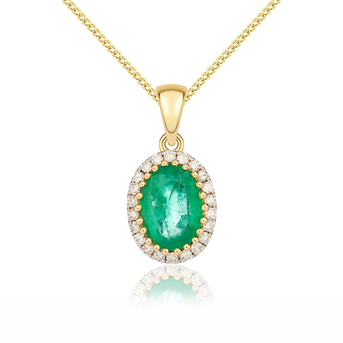 18yg Oval Em & Diamond Cluster Pdt