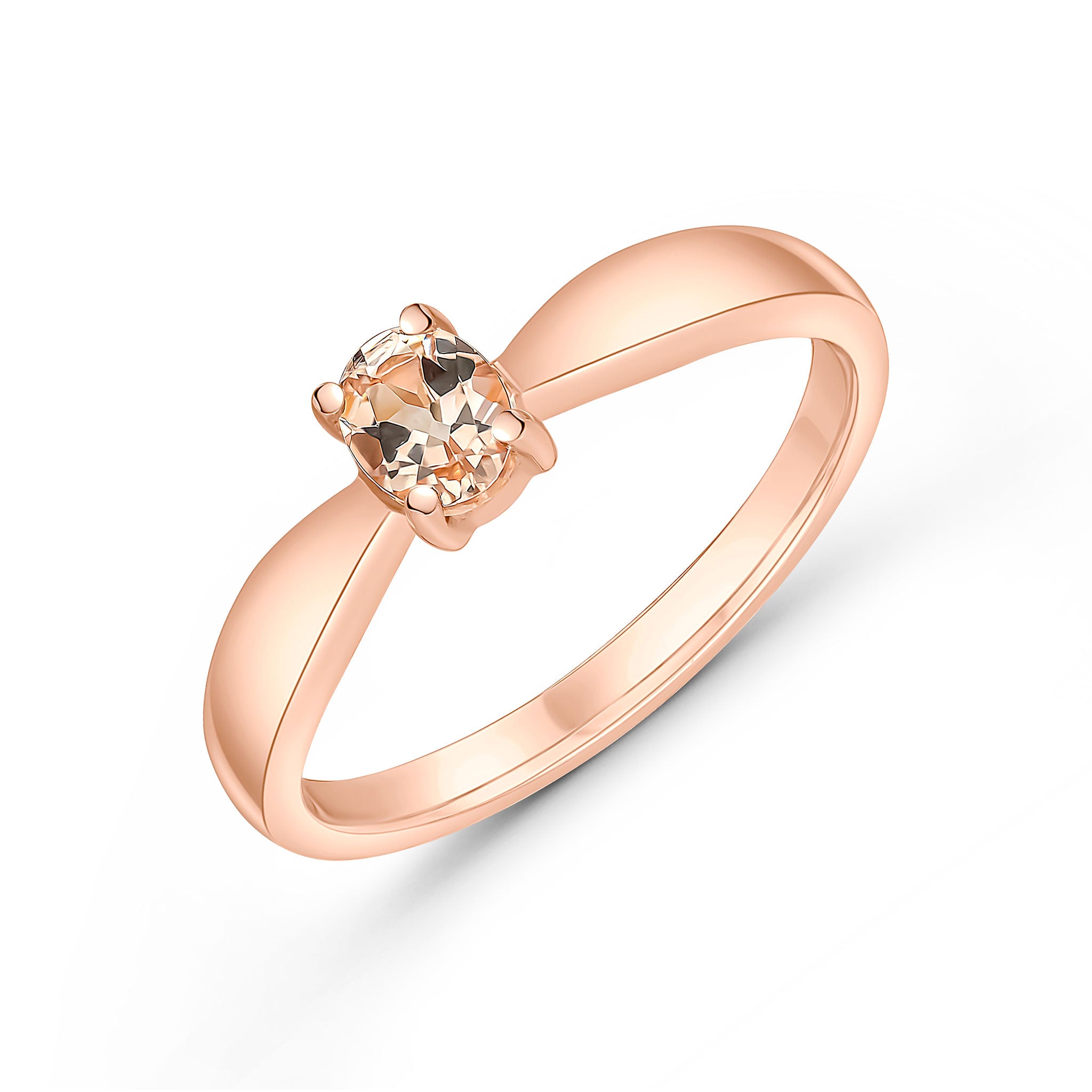 9ct Rose Gold 5x4 Oval Morganite Single Stone Claw Set Ring
