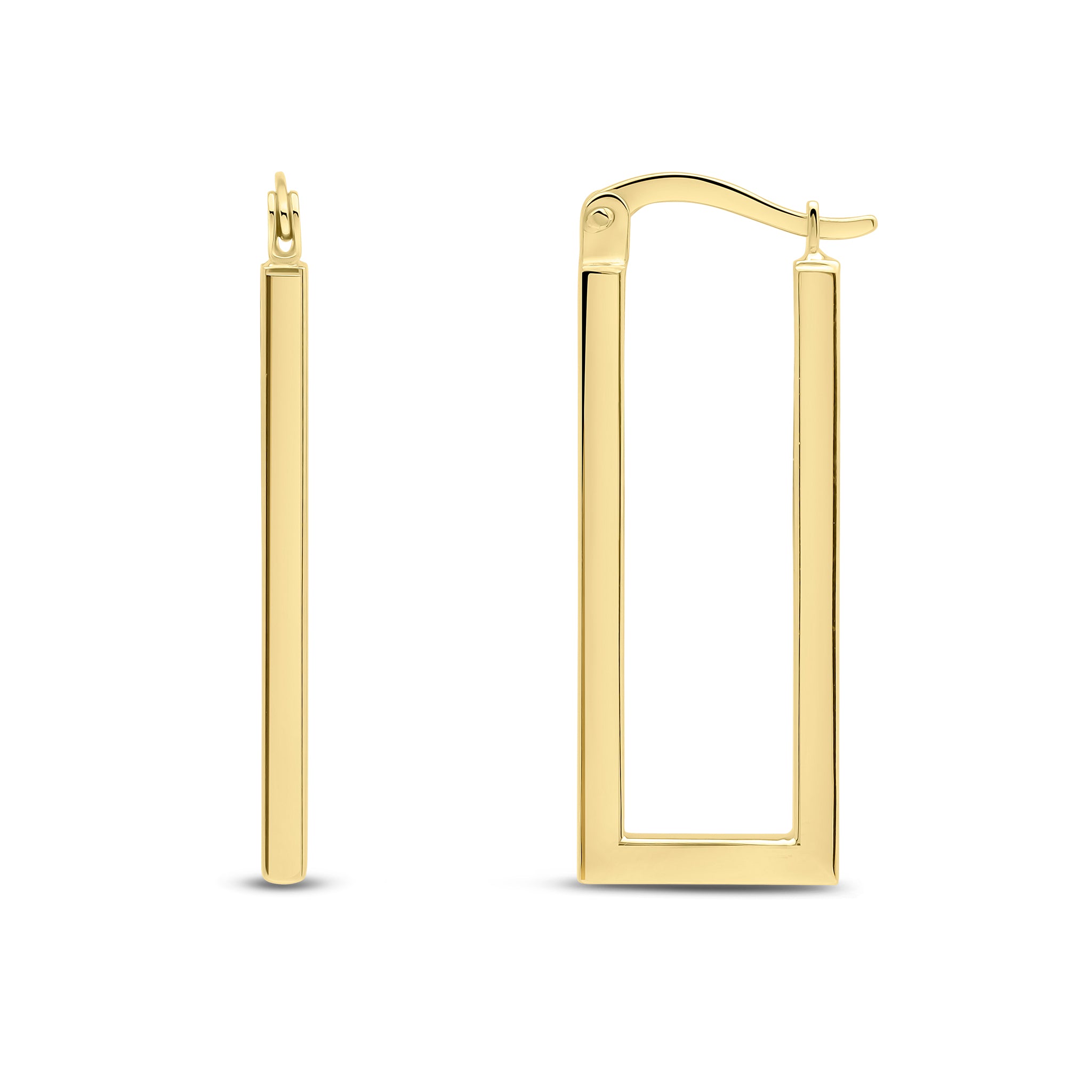 9ct yellow gold Square Tube Oblong Hoop Earrings