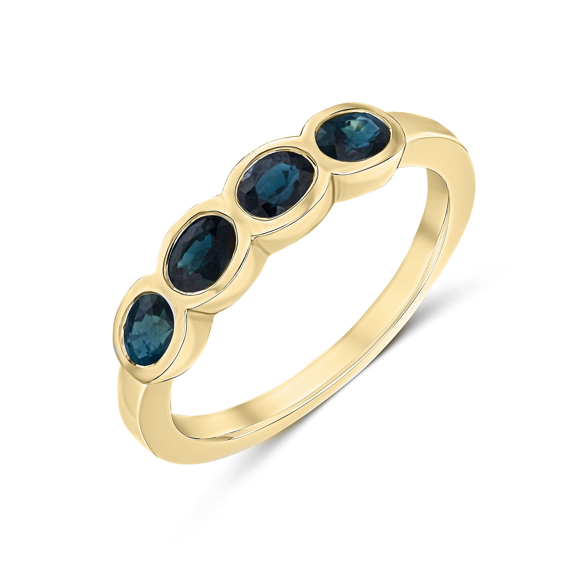9ct Yellow Gold Oval Sapp 4st Band R/Ov