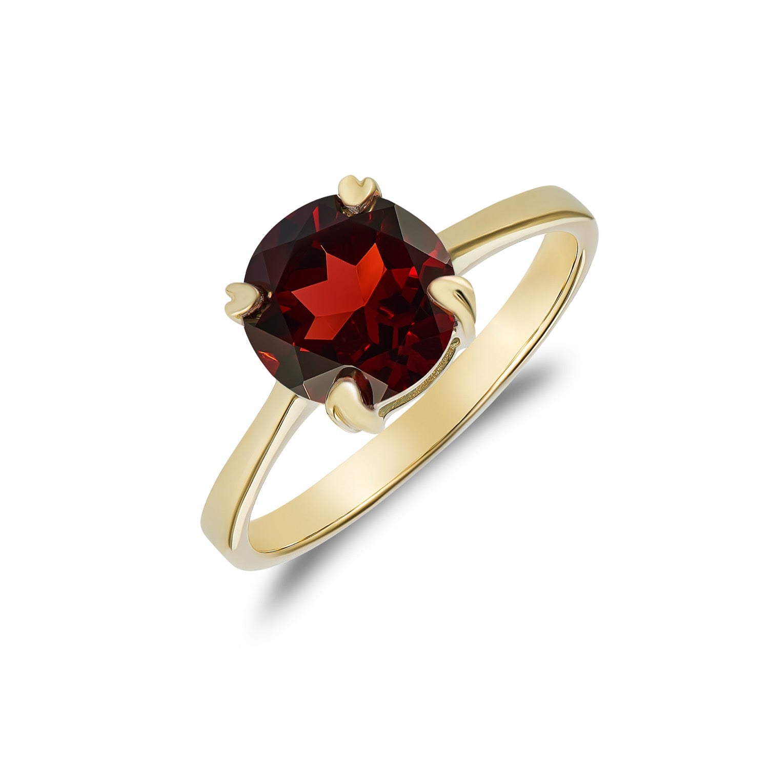 9ct Yellow Gold 8mm Rd Garnet S/S Clw