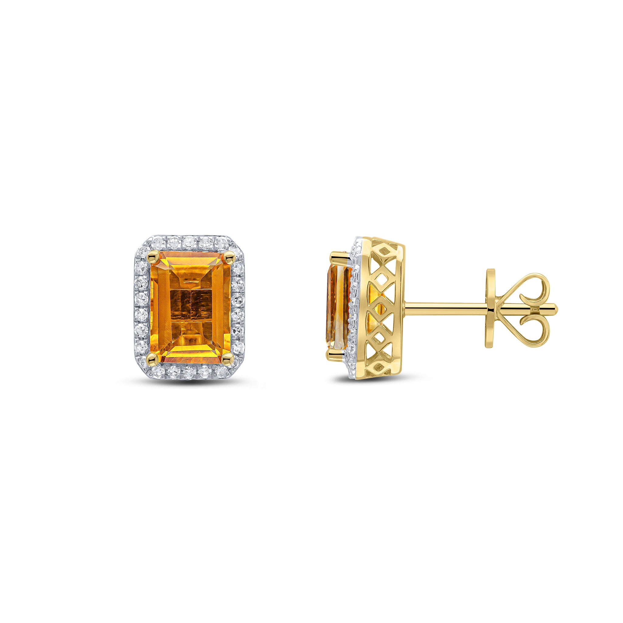 9ct Yellow Gold Oct Cit & Diamond Cluster Er