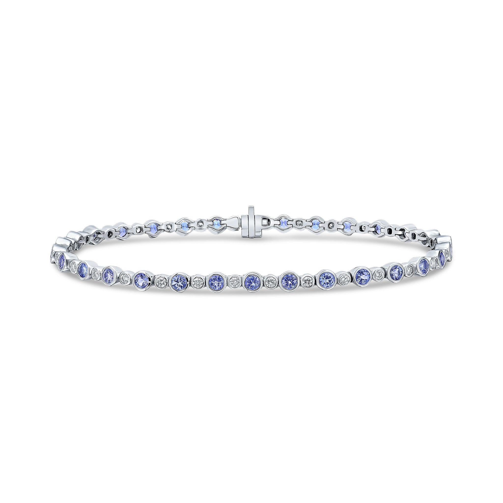18wg Round Tanzanite & Diamond Rubover Bracelet