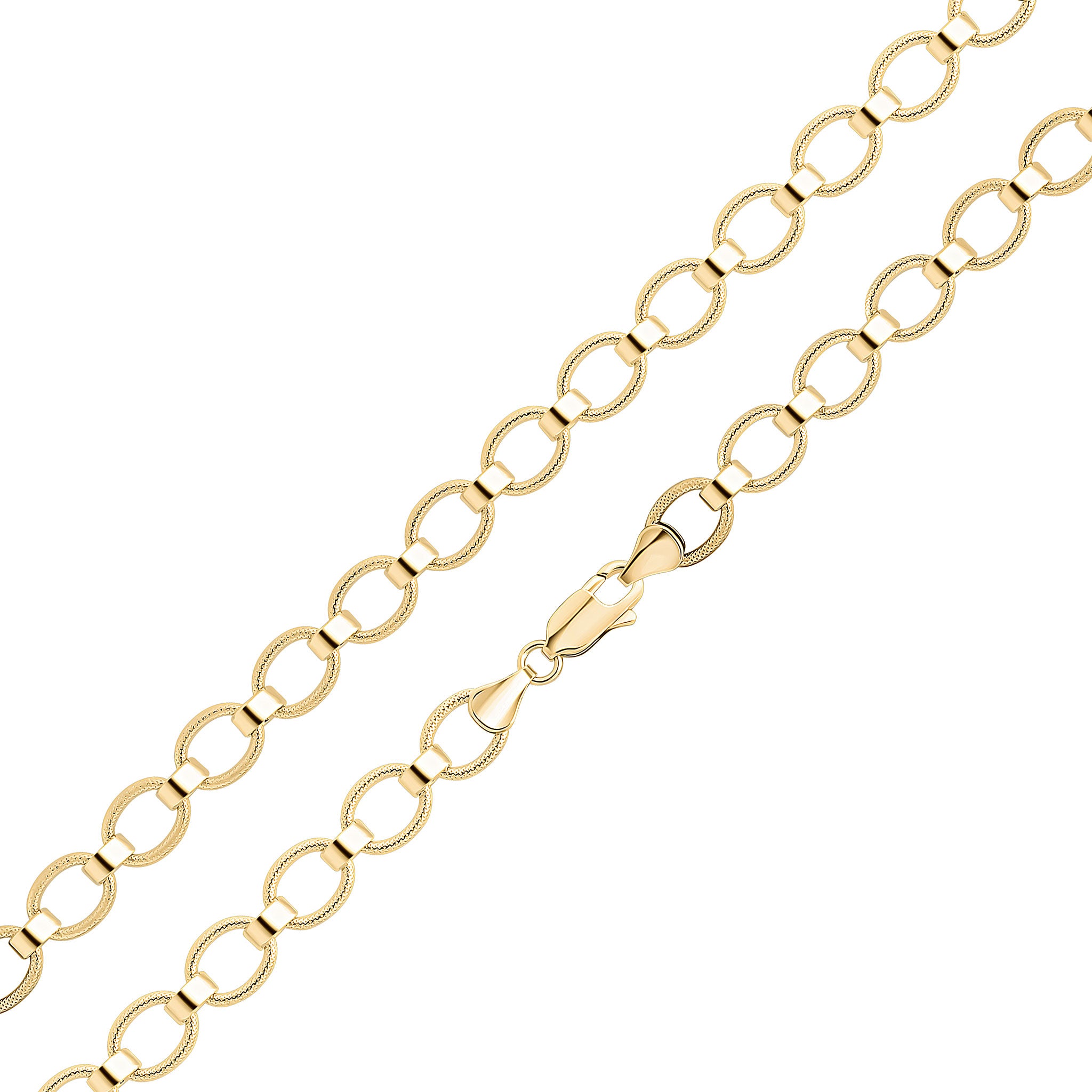 9ct Yellow Gold Handmade 8mm Textured Oval Belcher 7.5