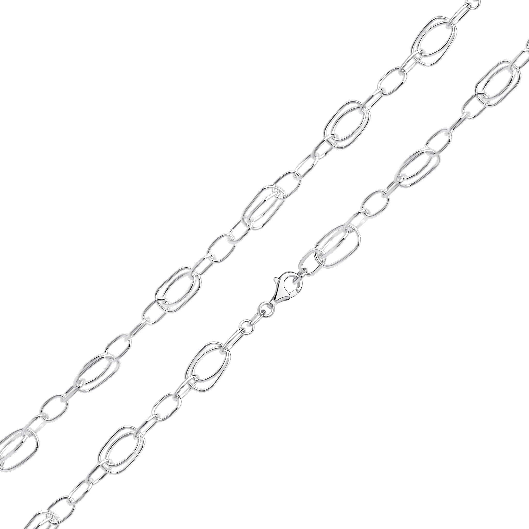 Silver Fancy Multi Link Square Bracelet 7.5"