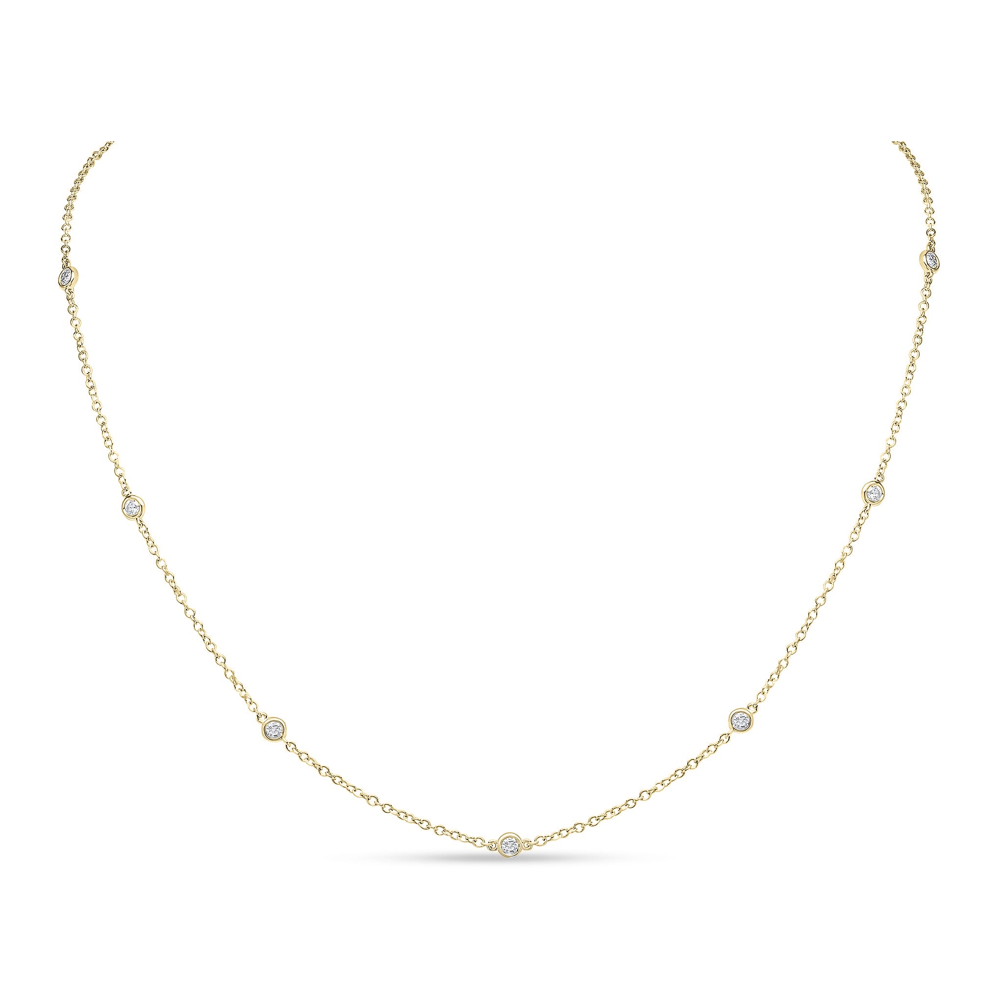 18ct Yellow Gold Round Diamond Spec Set Chain Necklace 18"