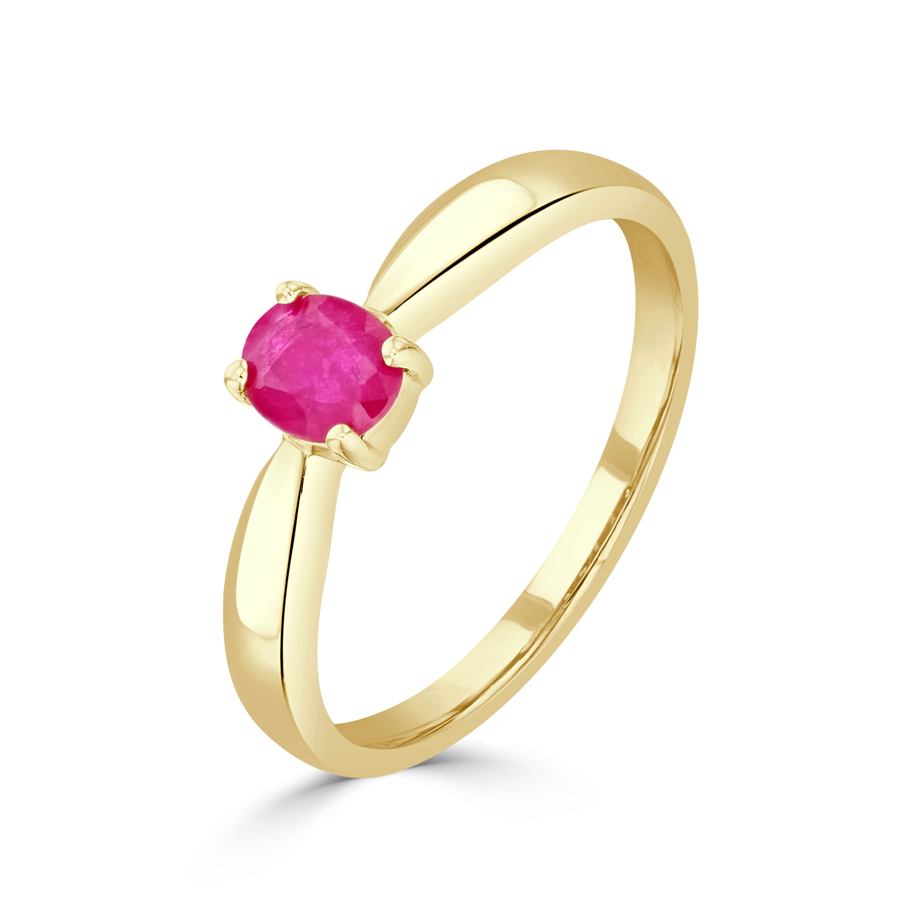 9ct Yellow Gold 5x4mm Oval Ruby 4 Claw Single Stone Ring