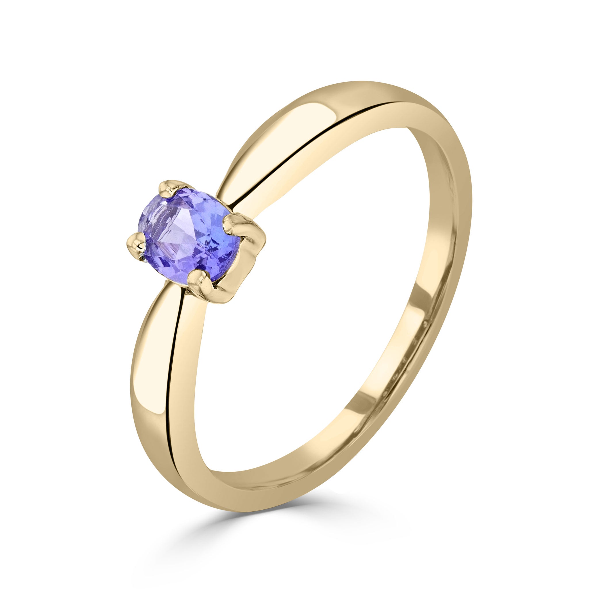 9ct Yellow Gold 5x4mm Oval Tanzanite Claw Set Single Stone Ring