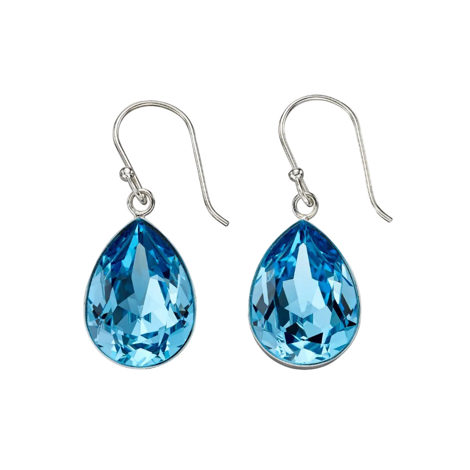 Beginnings Teardrop Drop Earrings in Aquamarine Crystal