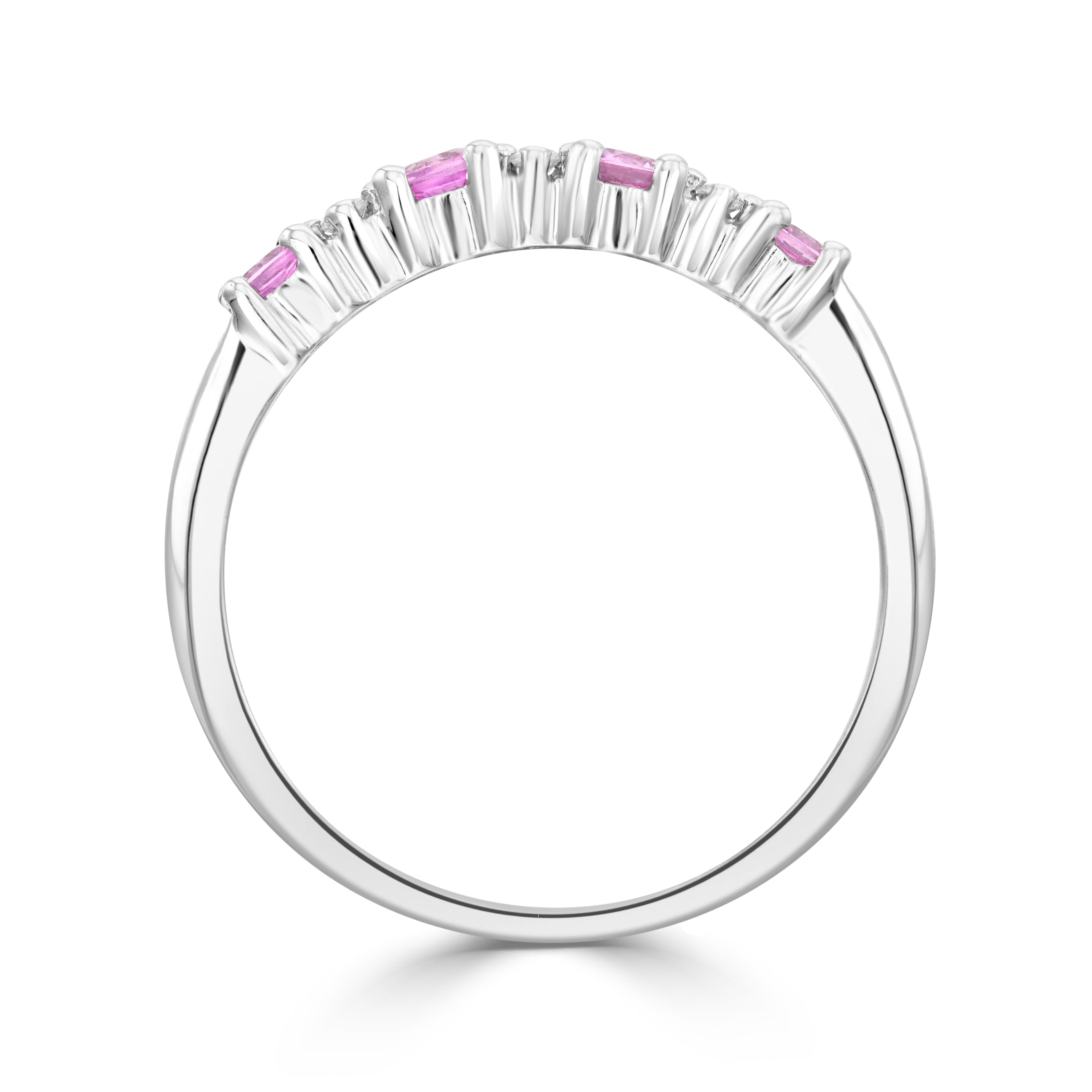 9CT WG ROUND PINK SAPPHIRE & DIAMOND 7ST CLAW SET RING 1
