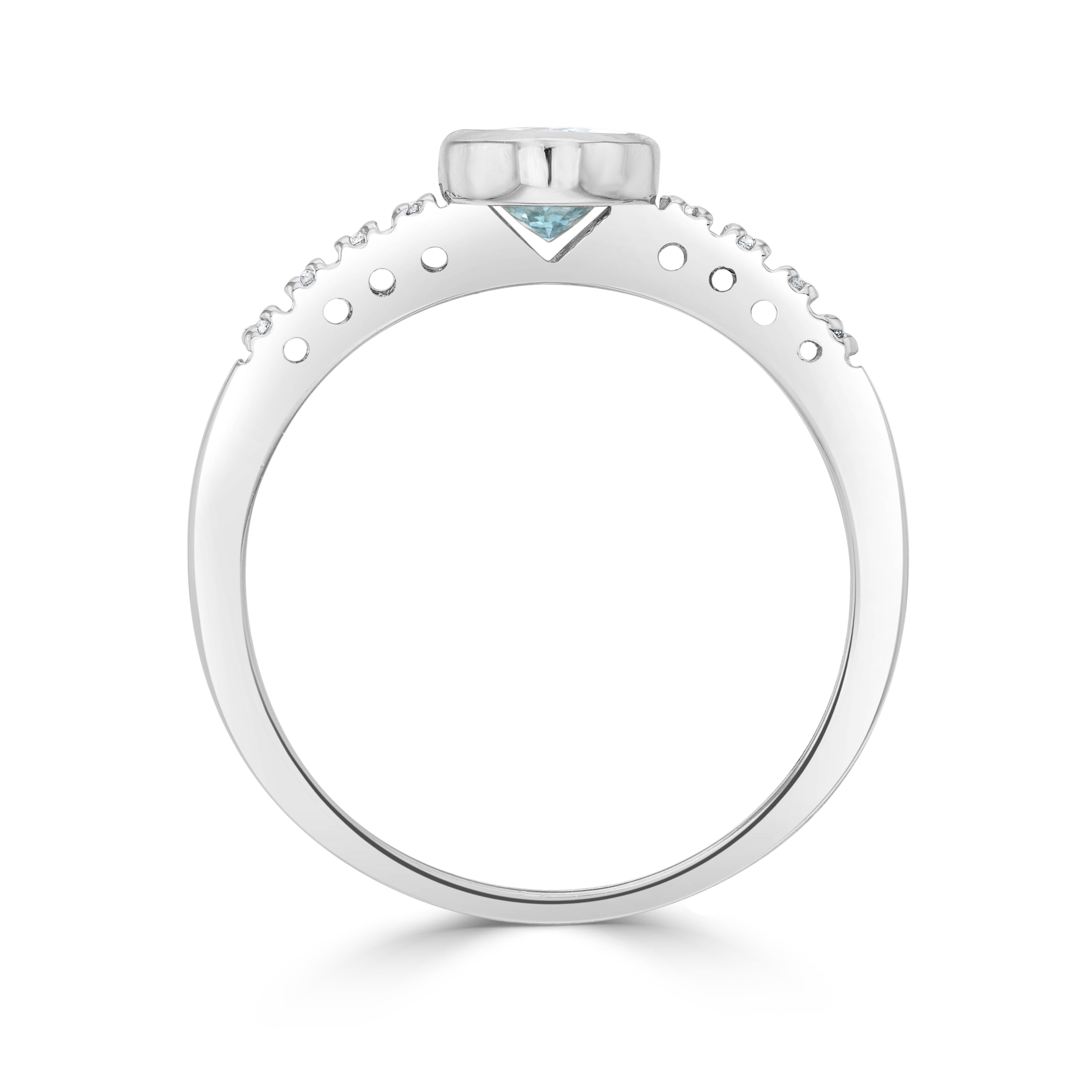 9CT WG RUBOVER 7X5 OVAL AQUA SINGLE STONE RING WITH CLAW SET DIAMOND SHOULDERS 1
