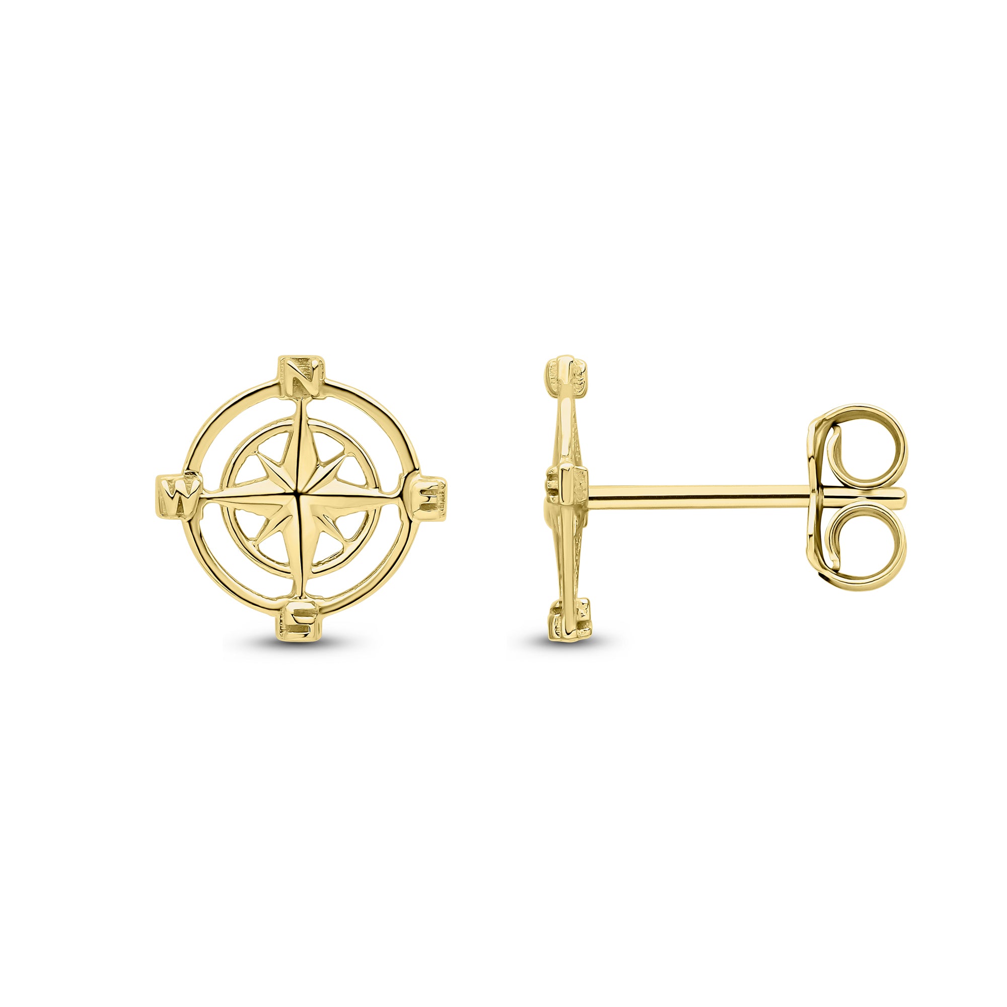 9ct Yellow Gold Nautical Wheel Stud Earrings