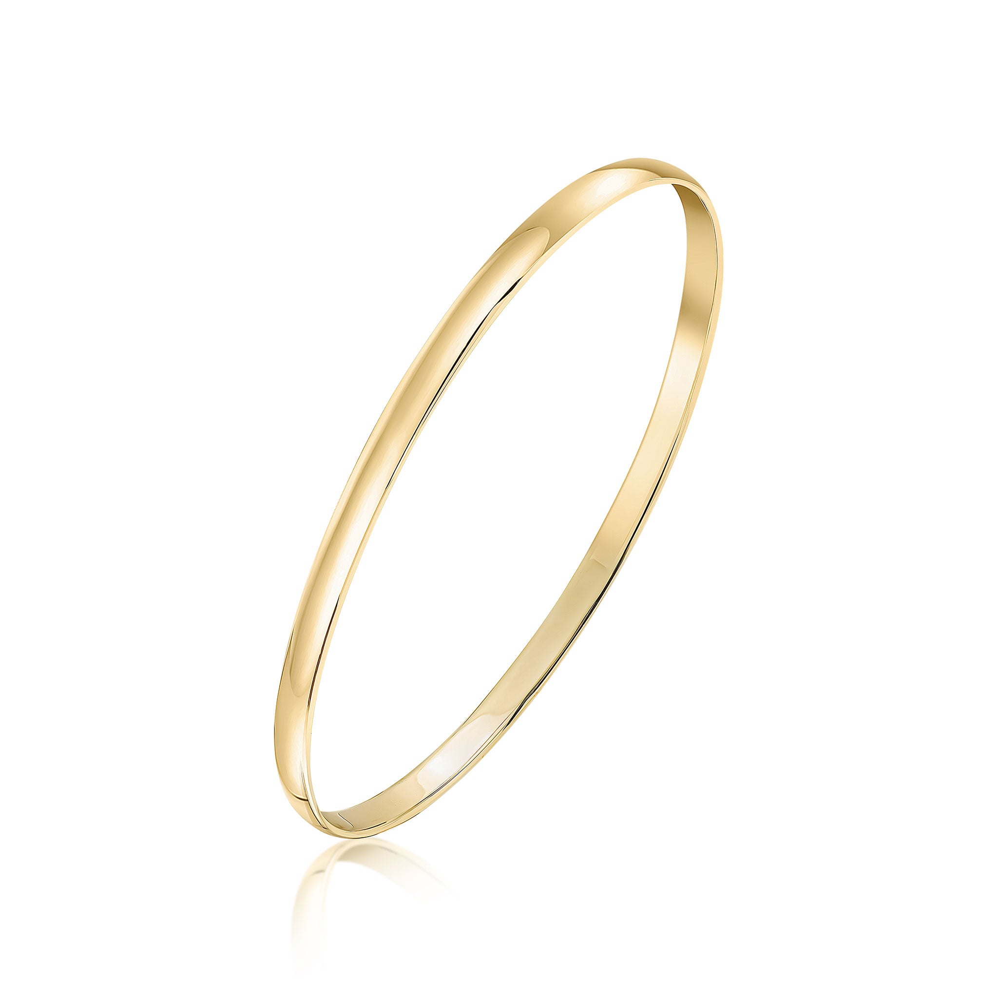 9ct Yellow Gold 4mm D-Shape Solid Slave Bangle 70x57mm