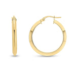 9 Carat Yellow Gold Knife Edge Hoop Earrings 25mm Outer Diameter