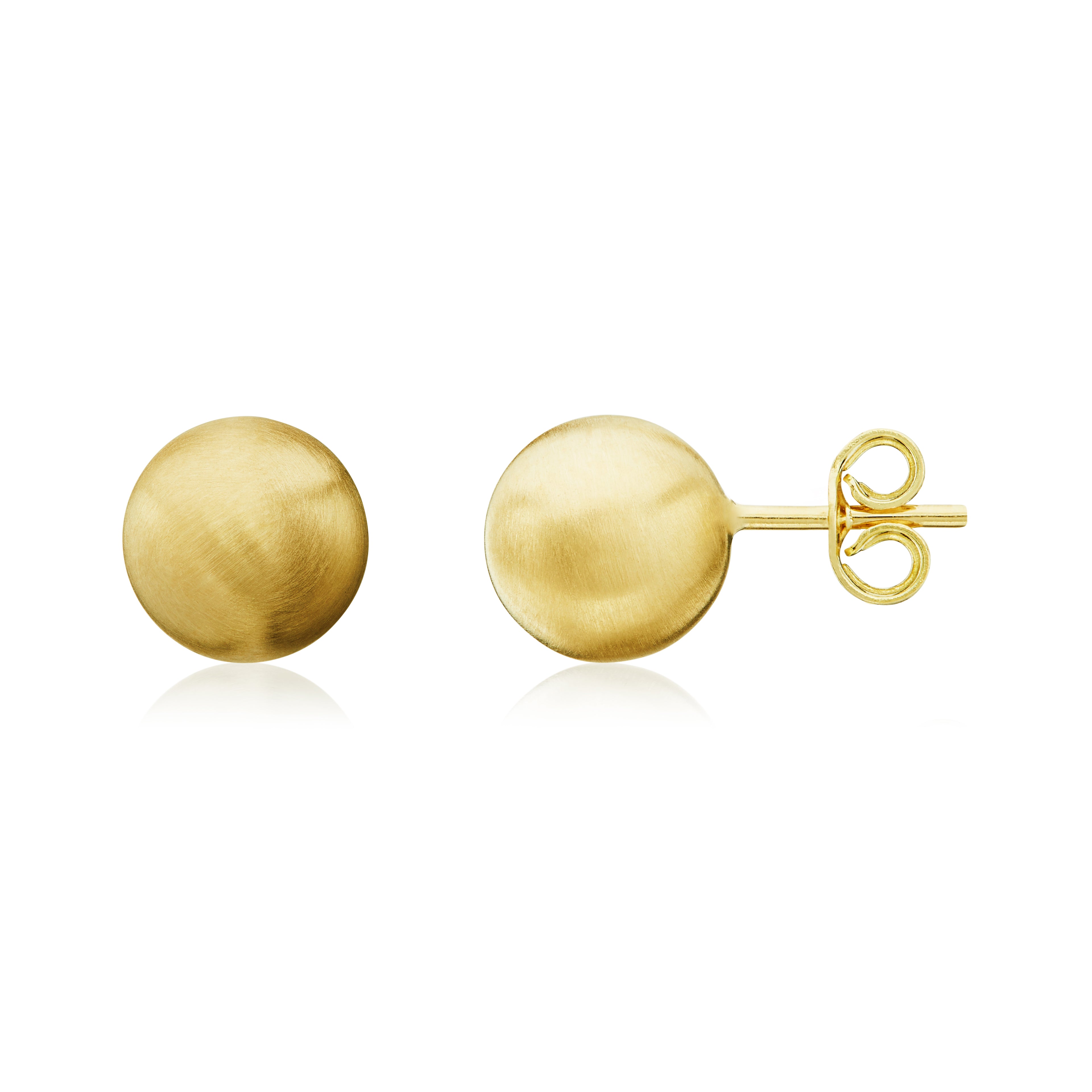 9ct yellow gold Satin 8mm Ball Stud Earrings