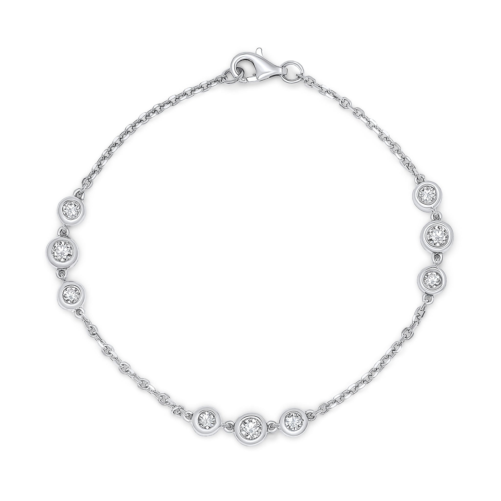 18ct White Gold Round Diamond Spec Set Bracelet
