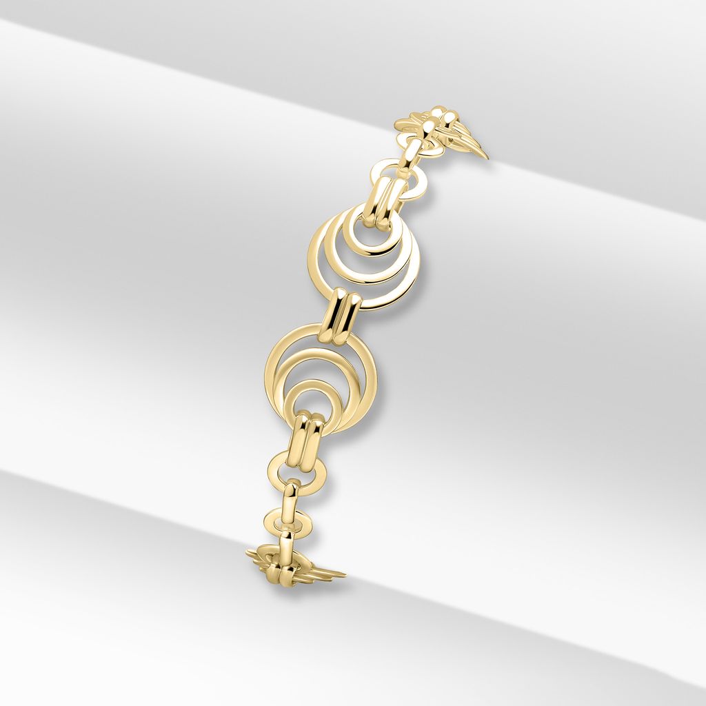18ct Vermeil 14.5mm Circles 18" Bolt Ring