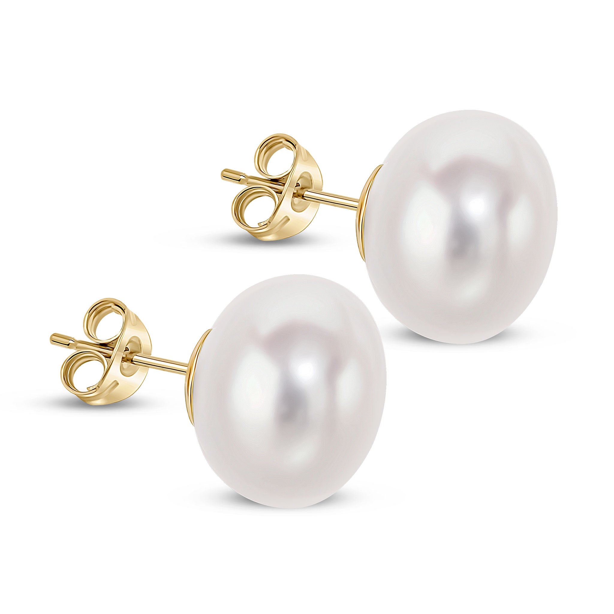 9ct yellow gold 12.5mm freshwater pearl Button Stud