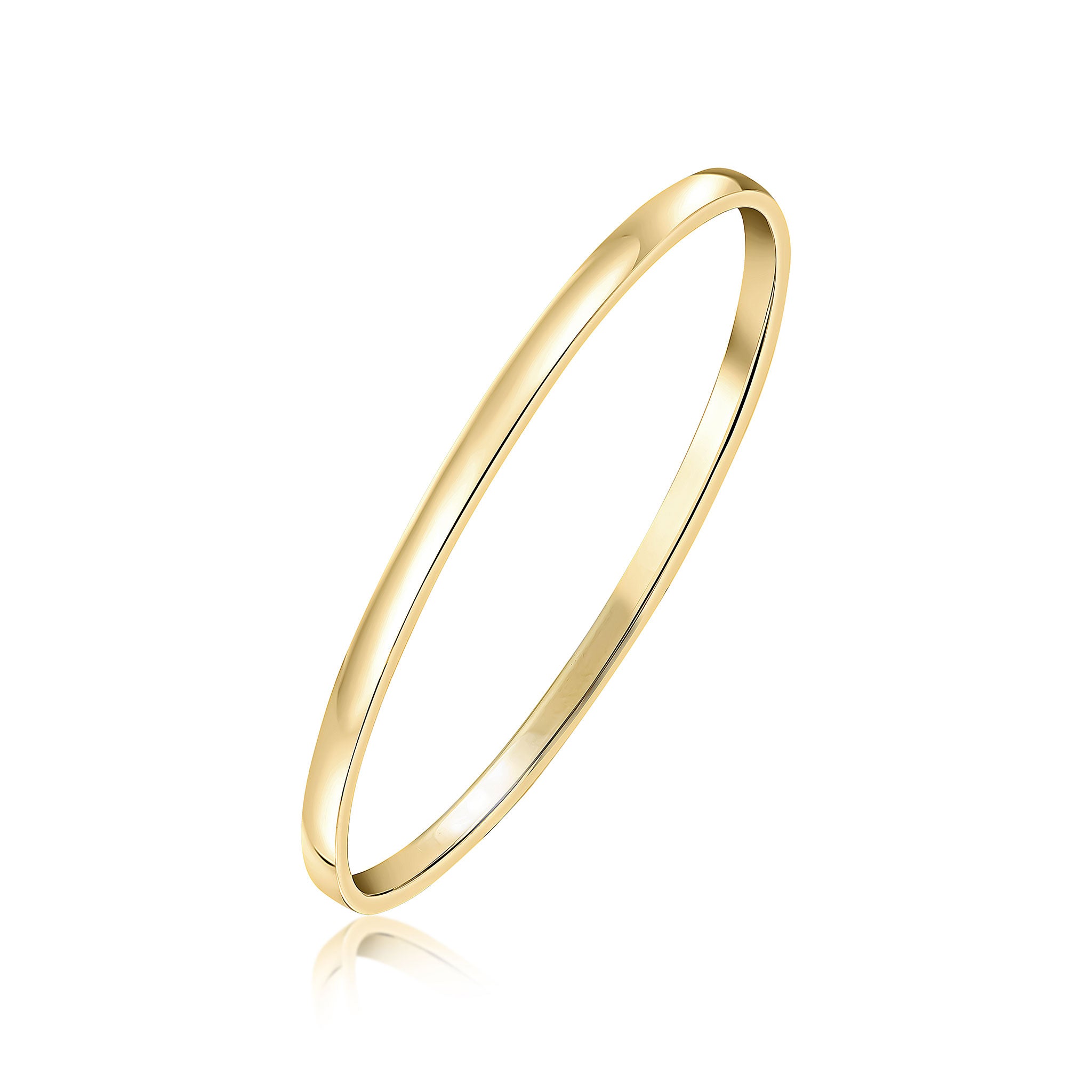 9ct Yellow Gold 4mm Square Solid Slave Bangle 70x57mm