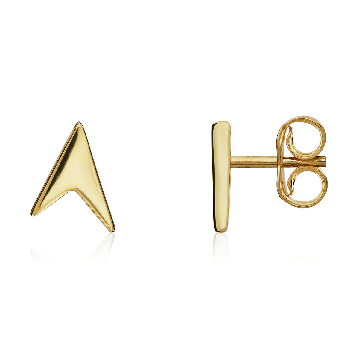 9ct Yellow Gold Polished V Shape Stud Earrings