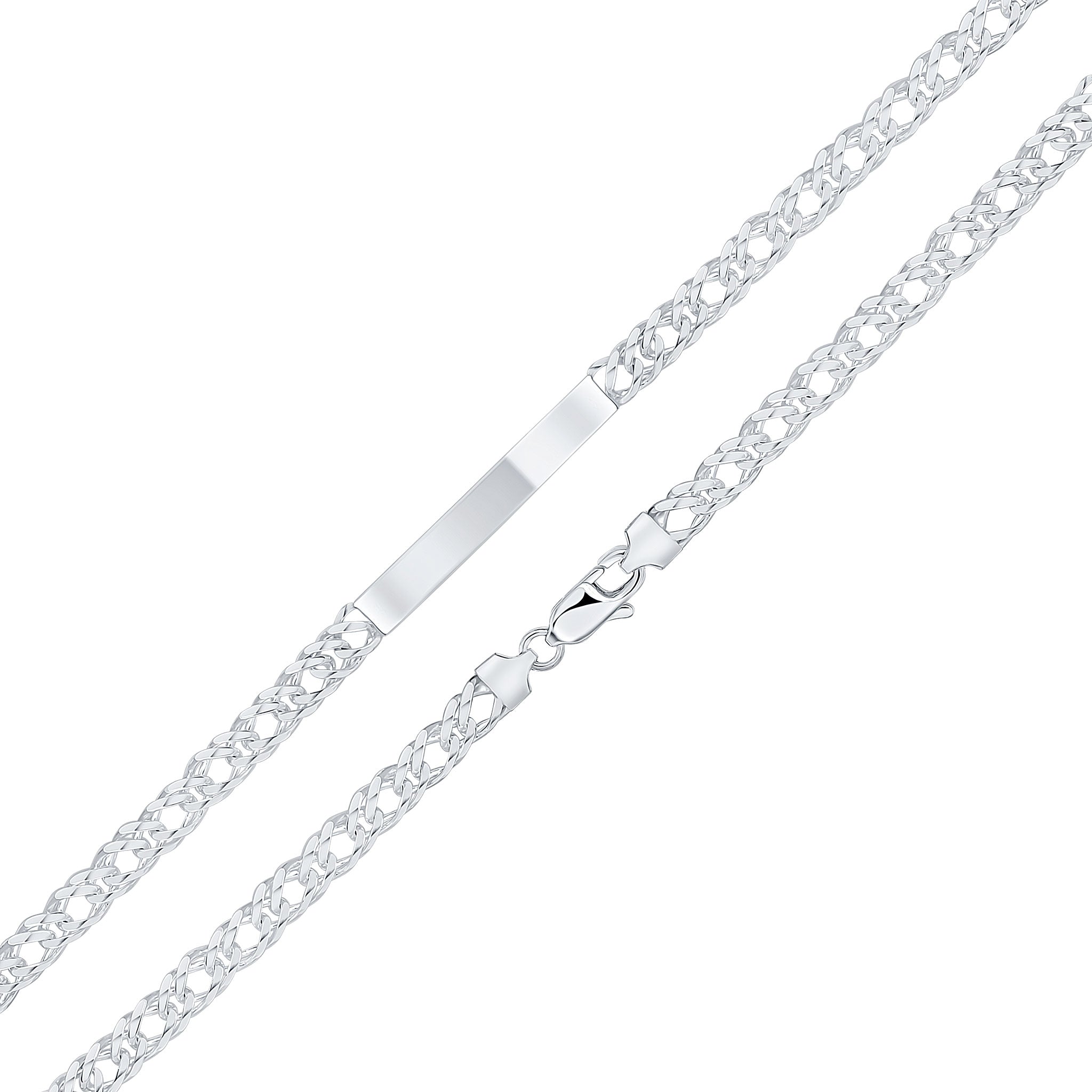 Silver 7mm Double Diamond Cut Curb ID 40x5 8.5"