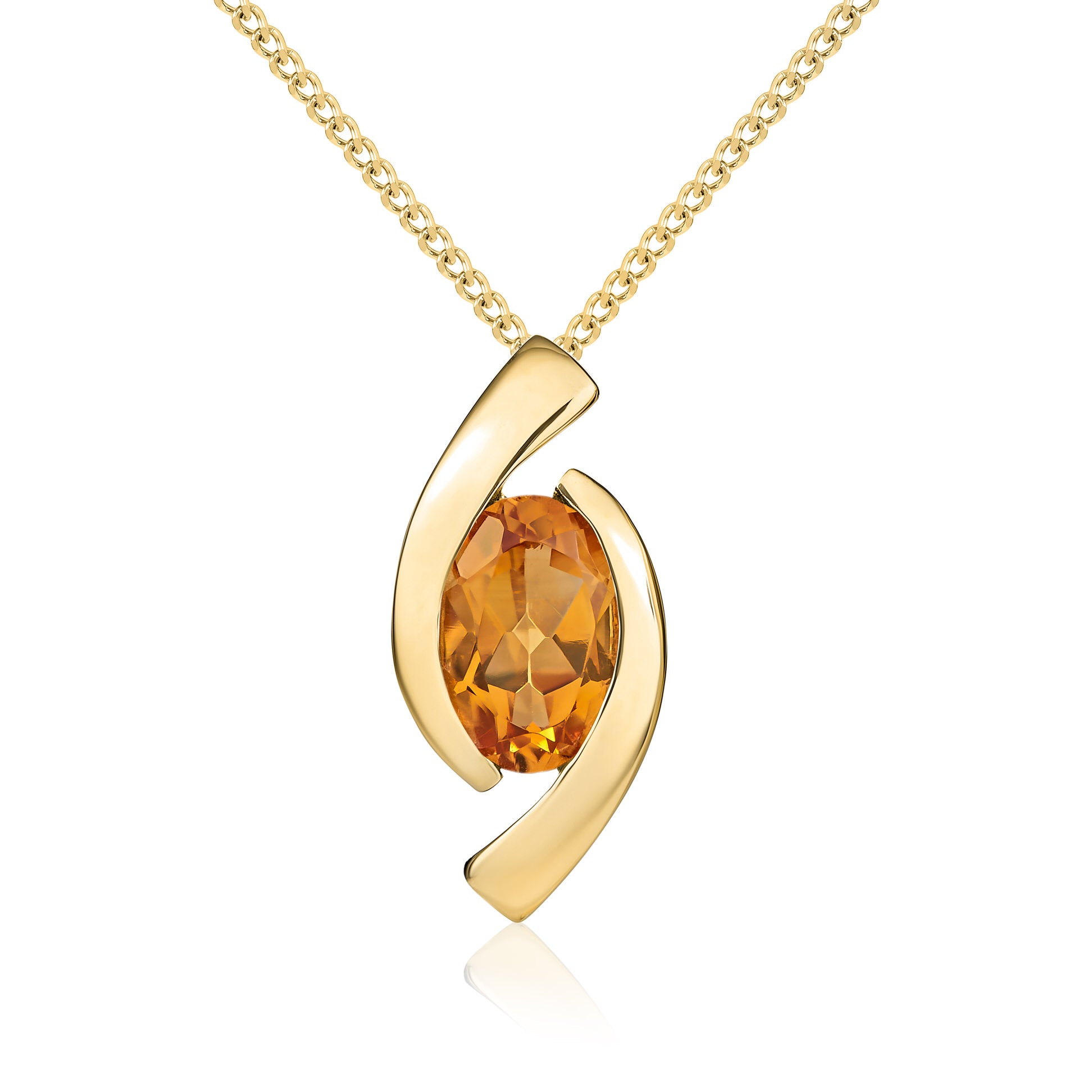 9ct Yellow Gold 6x4 Oval Citrine 'eye' Pendant