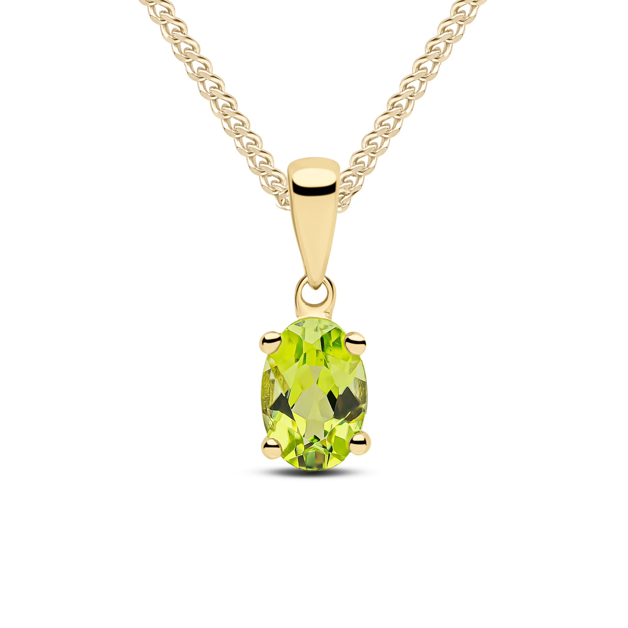 9ct yellow gold 6mm x 4mm Oval Peridot Claw Set Pendant