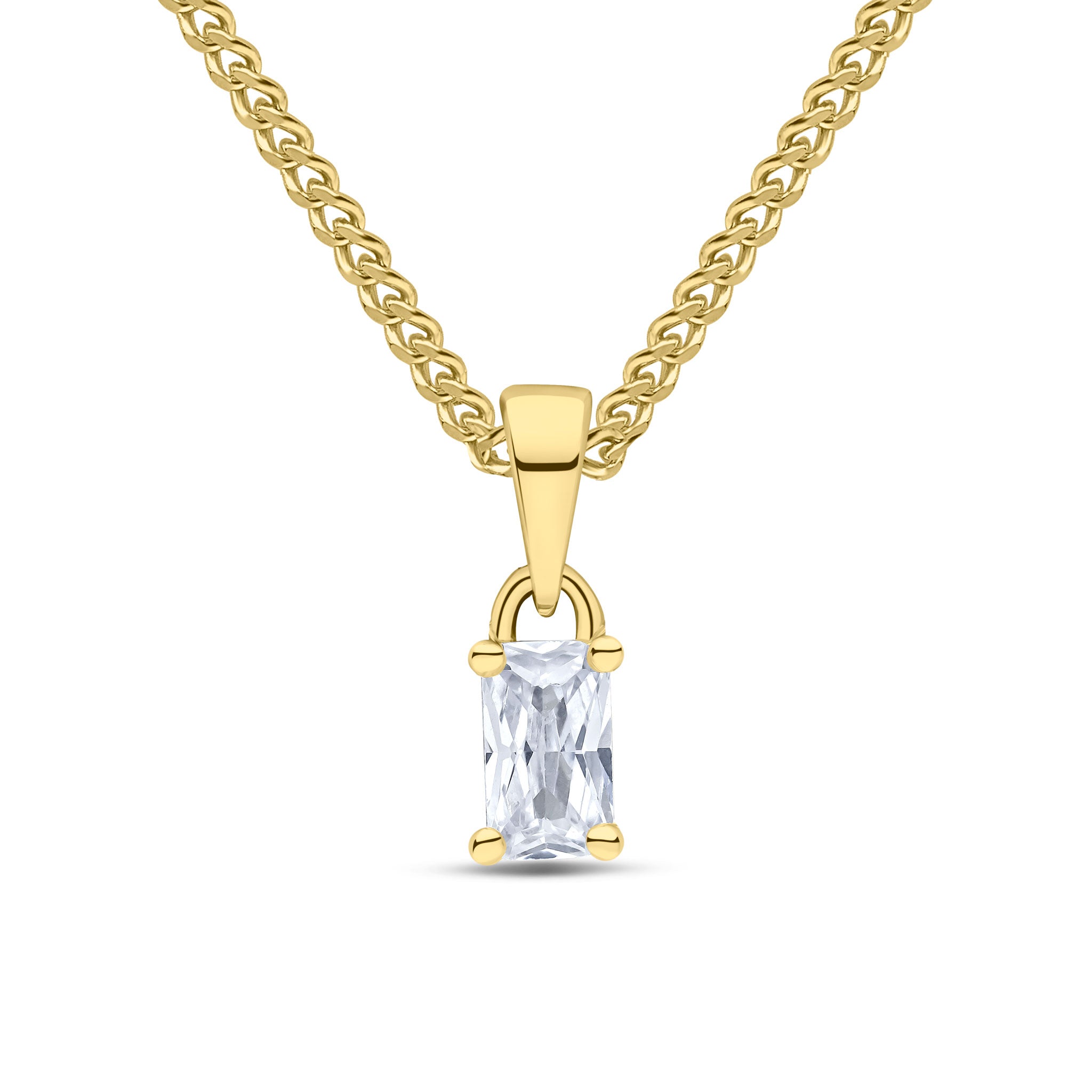 9ct Yellow Gold 5x3 Octagon CZ Claw Pendant