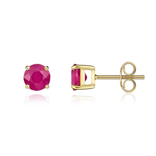 9ct yellow gold 5mm Round Ruby Claw Set Stud Earrings