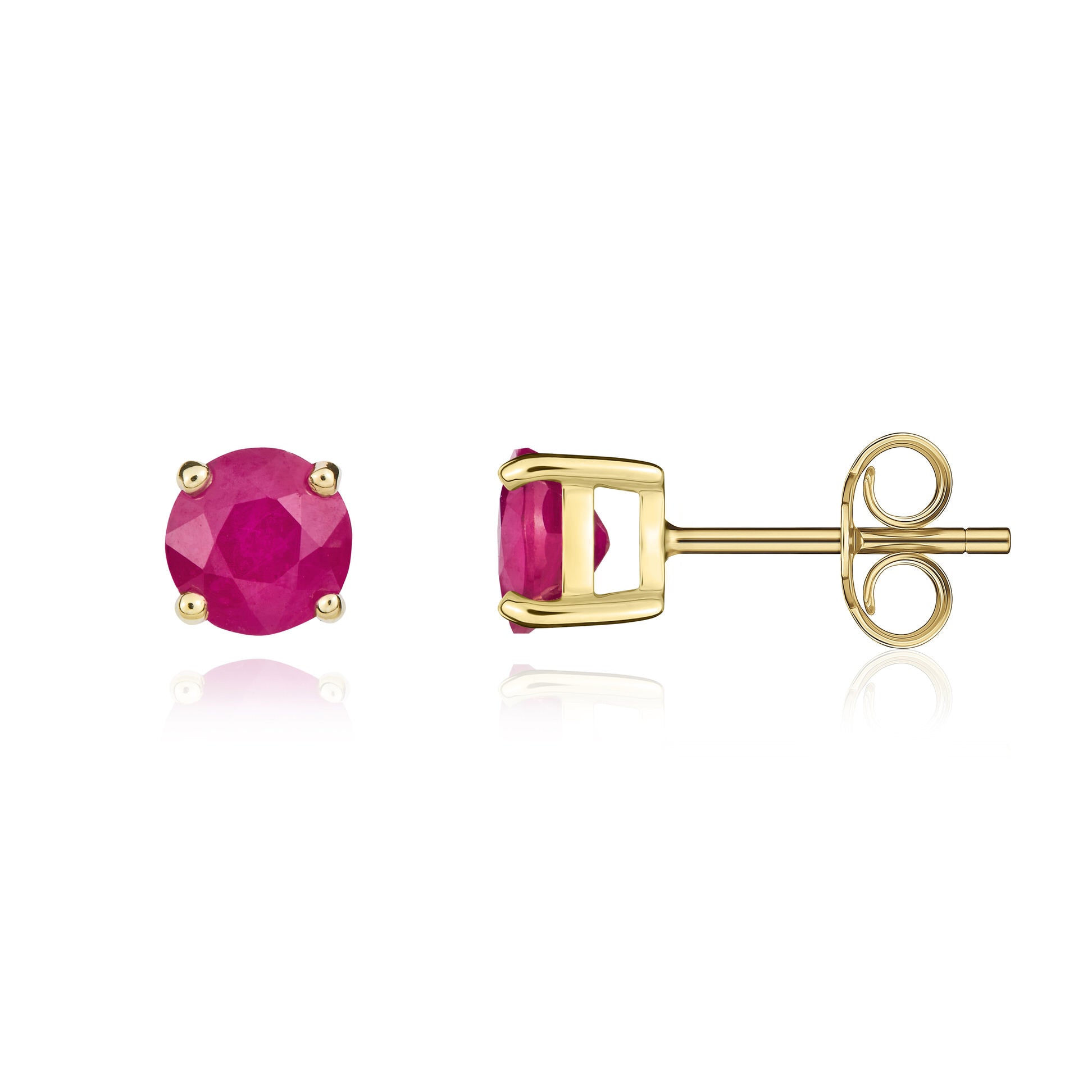 9ct yellow gold 5mm Round Ruby Claw Set Stud Earrings