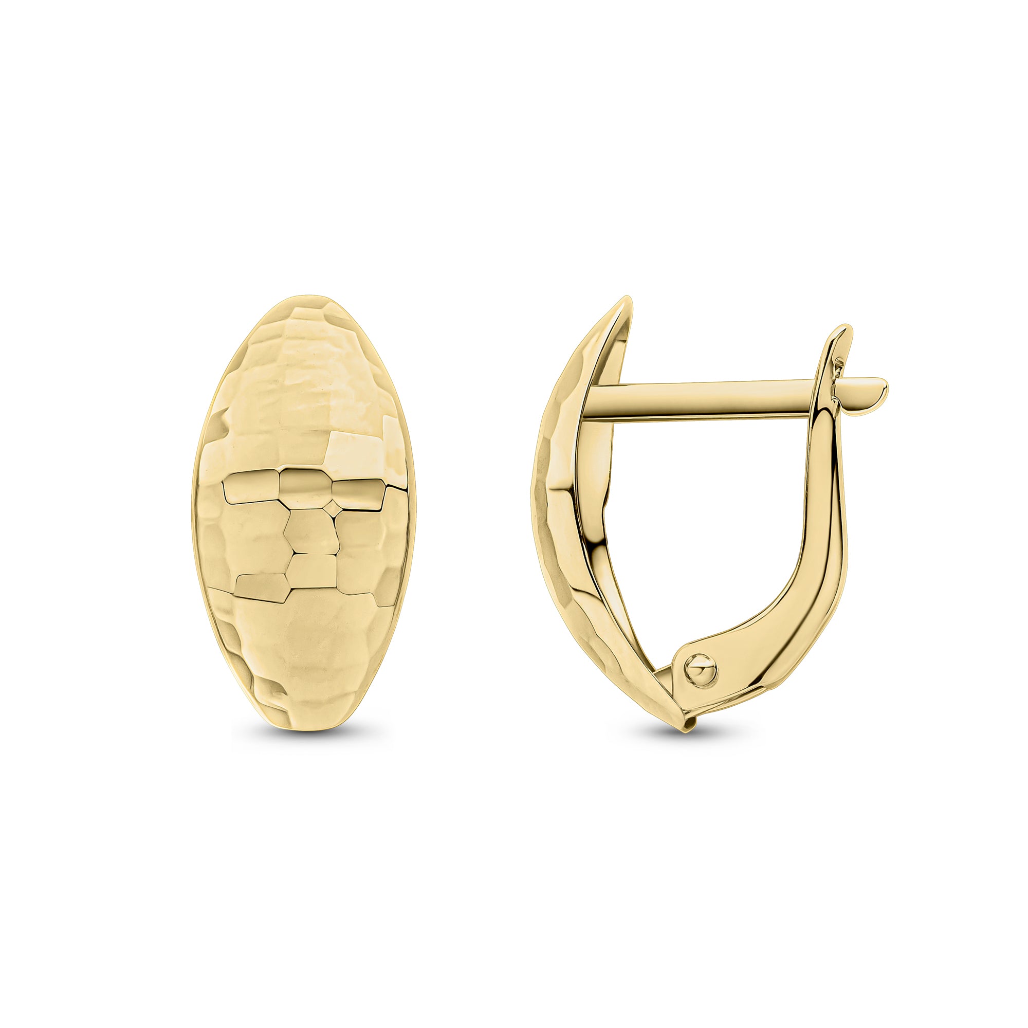 9ct Yellow Gold Facetted Curved Marquise-Shape Peg and Clip Earrings
