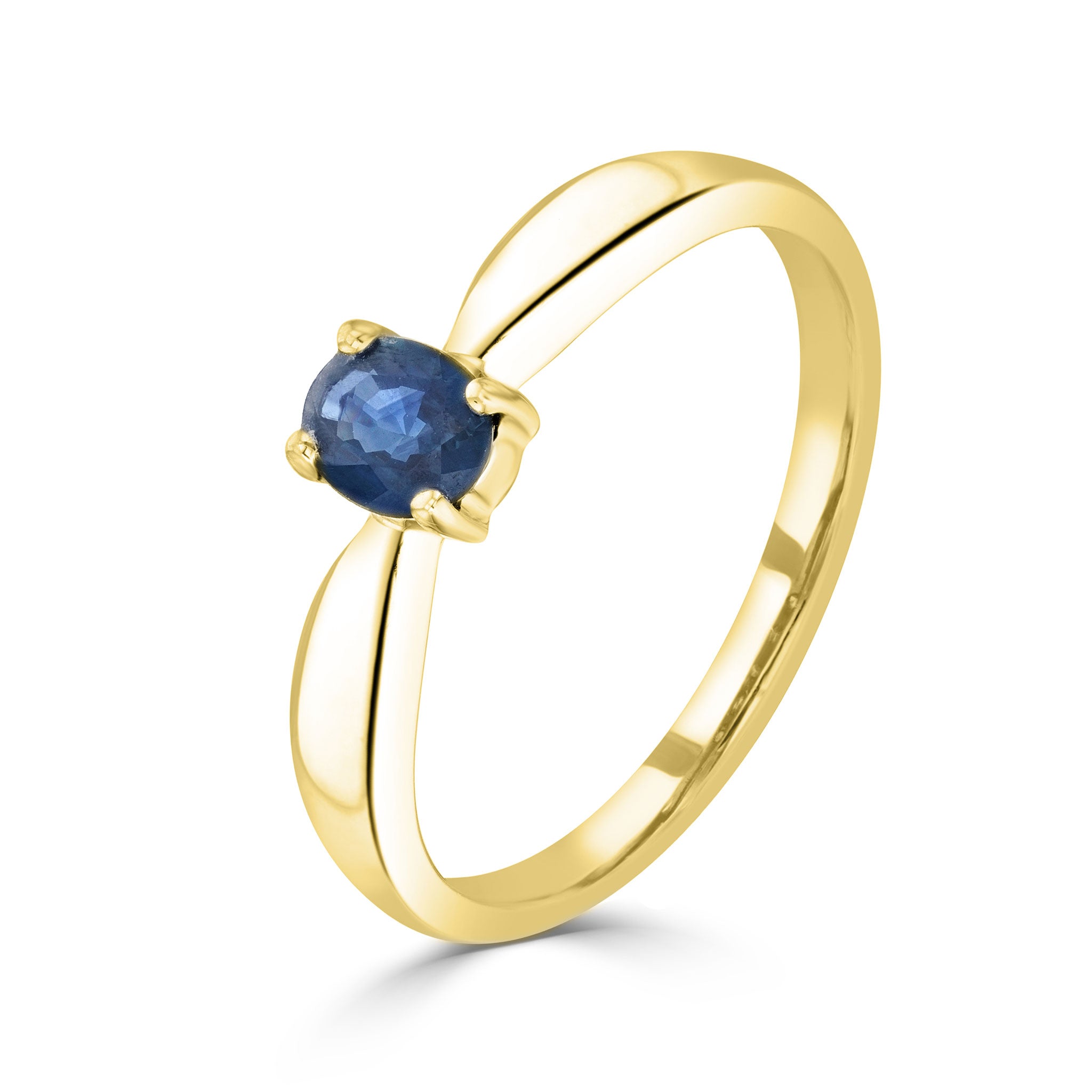 9ct Yellow Gold 5x4mm Oval Sapphire 4 Claw Single Stone Ring
