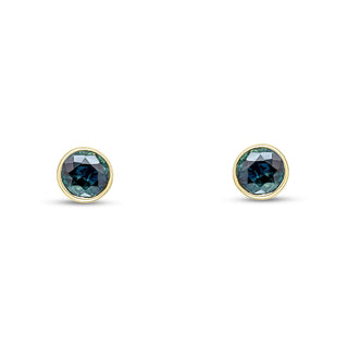 9ct yellow gold 5mm Round Sapphire Rubover Stud Earrings