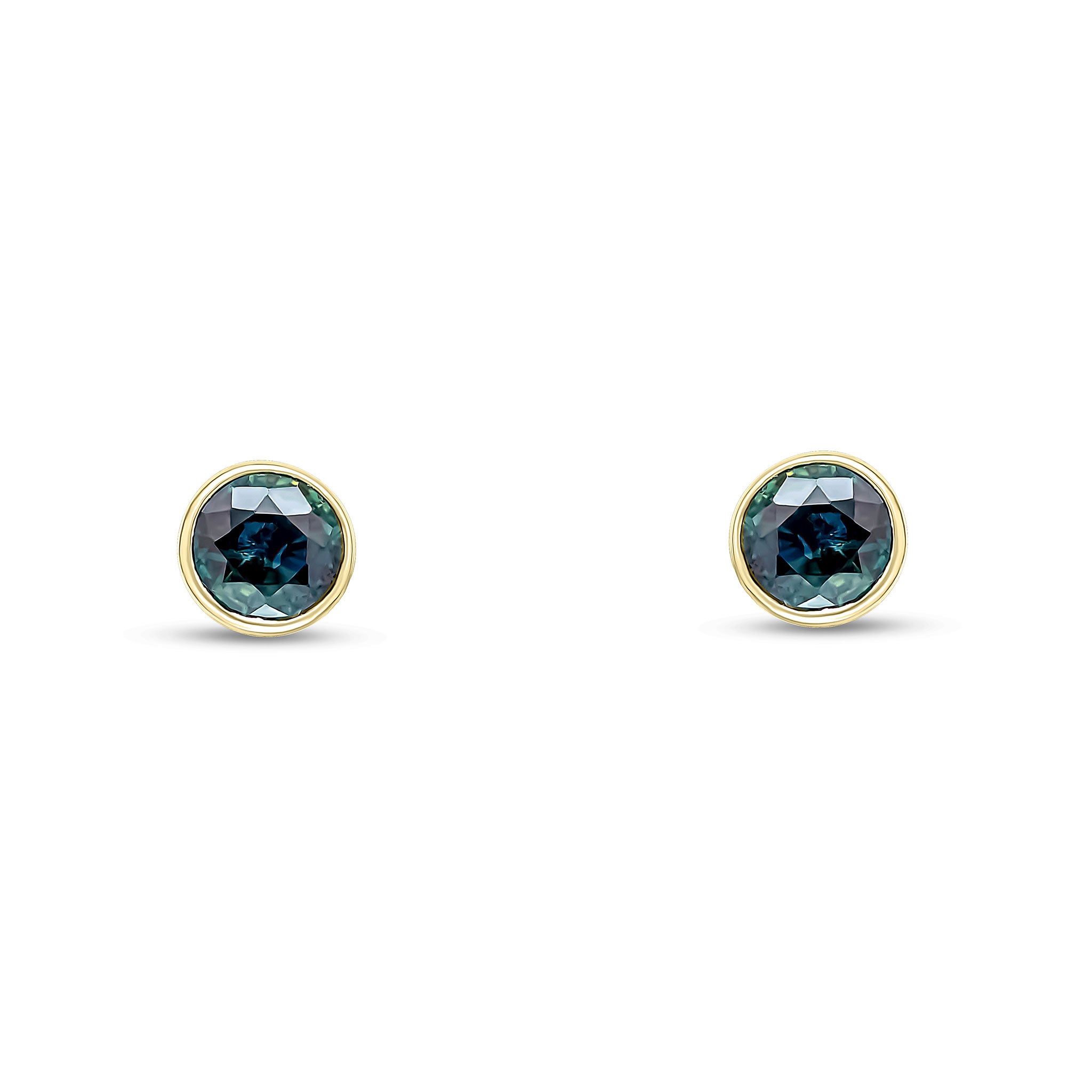 9ct yellow gold 5mm Round Sapphire Rubover Stud Earrings