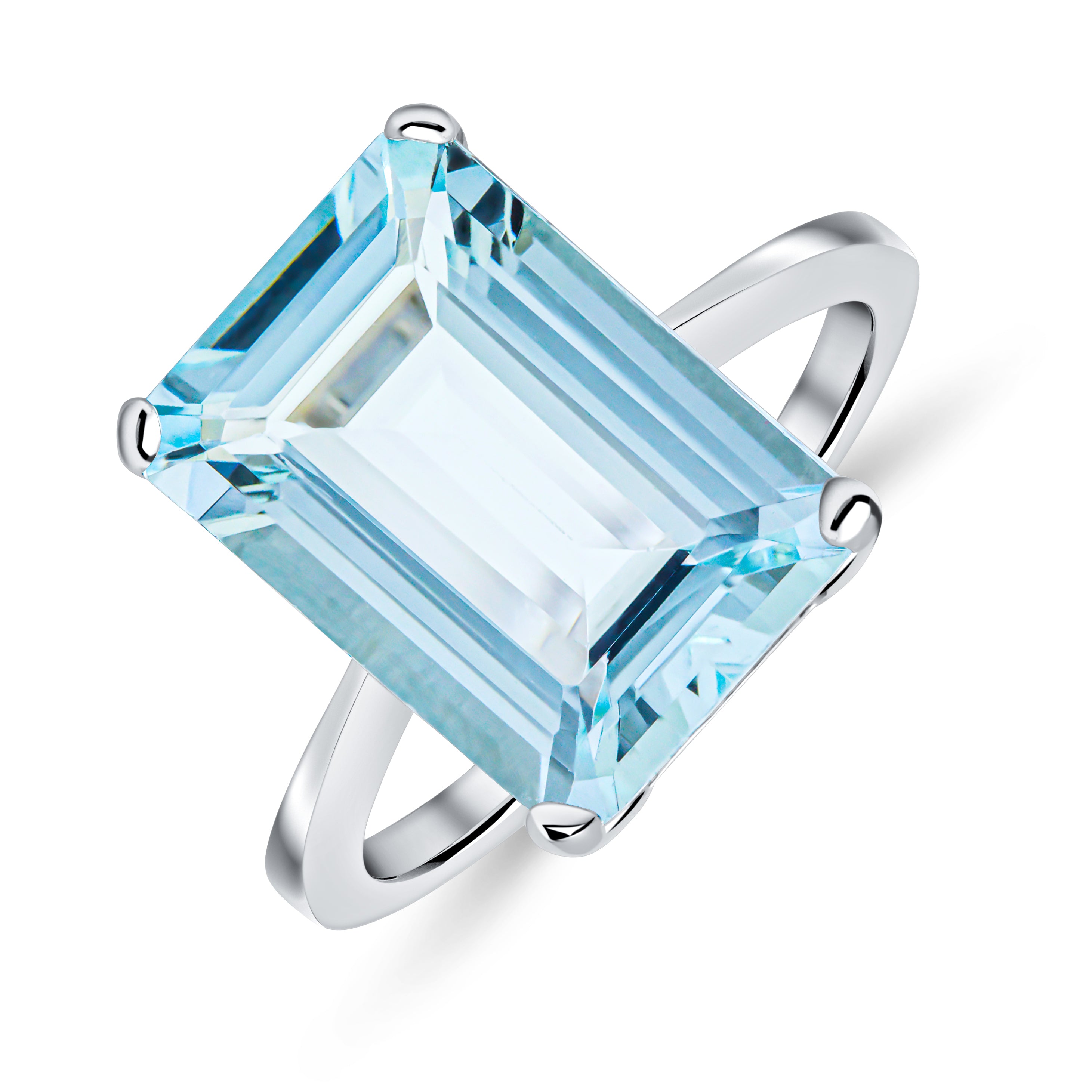 9ct White Gold 14x10 Octagon Aquamarine Claw Single Stone Ring* Currently Unavailable to Order Due to Stone Sourcing *