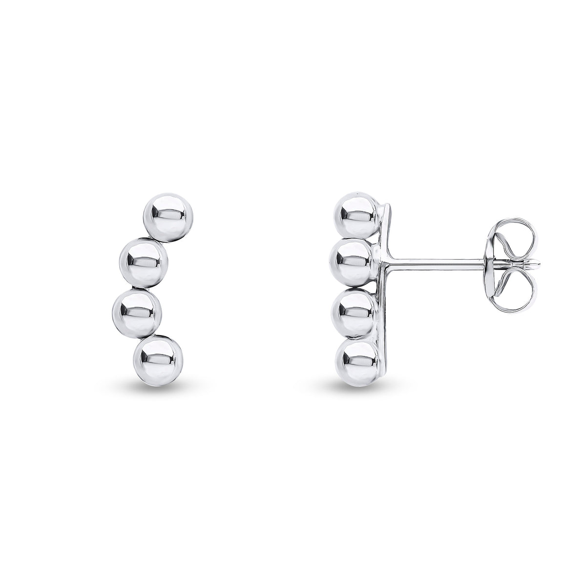 9ct White Gold Curved 3mm Balls Earrings