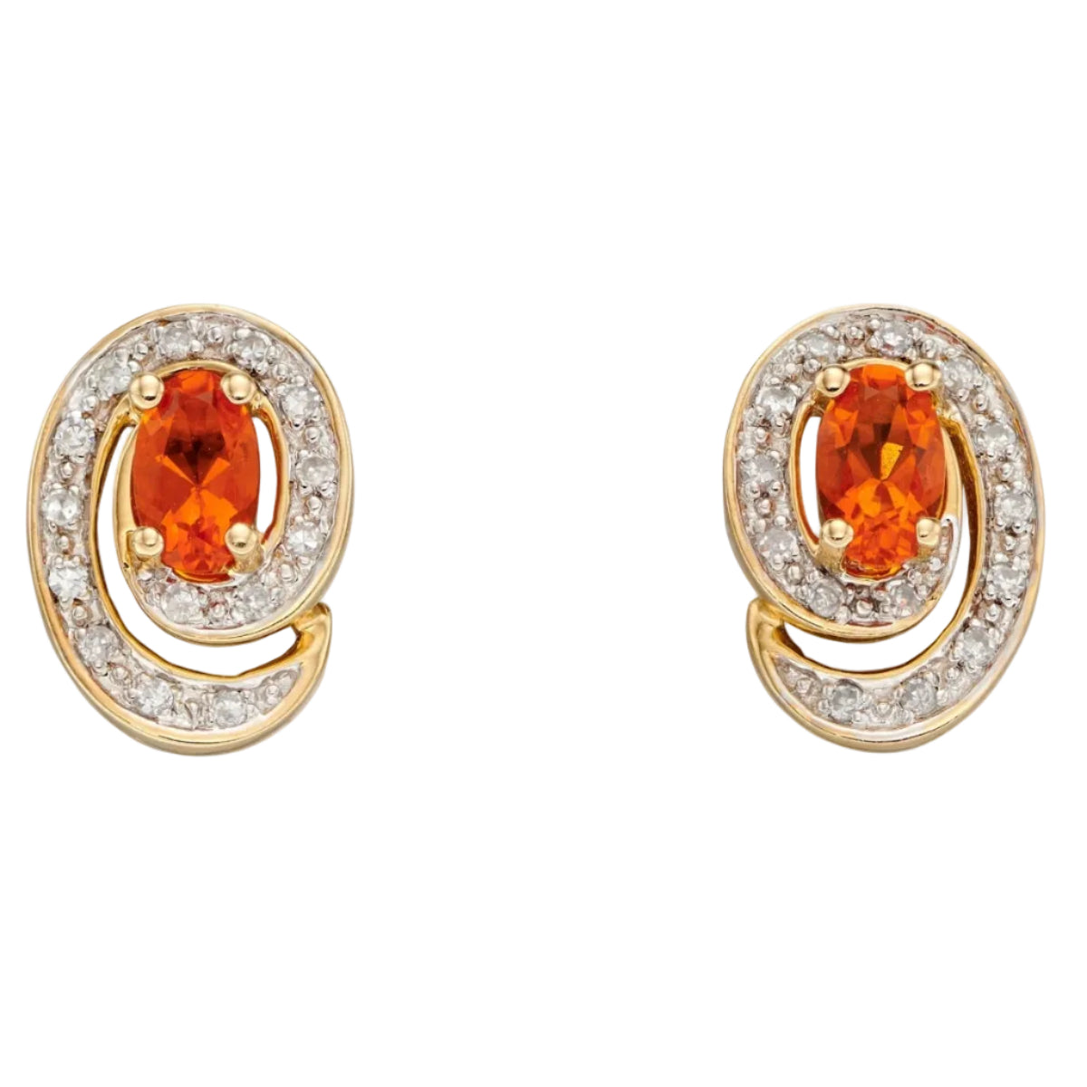 Elements Gold Fire Opal Swirl Earrings with Diamond