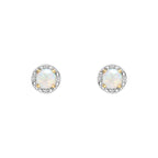 Elements Gold Round Diamond Surround Opal Stud Earrings
